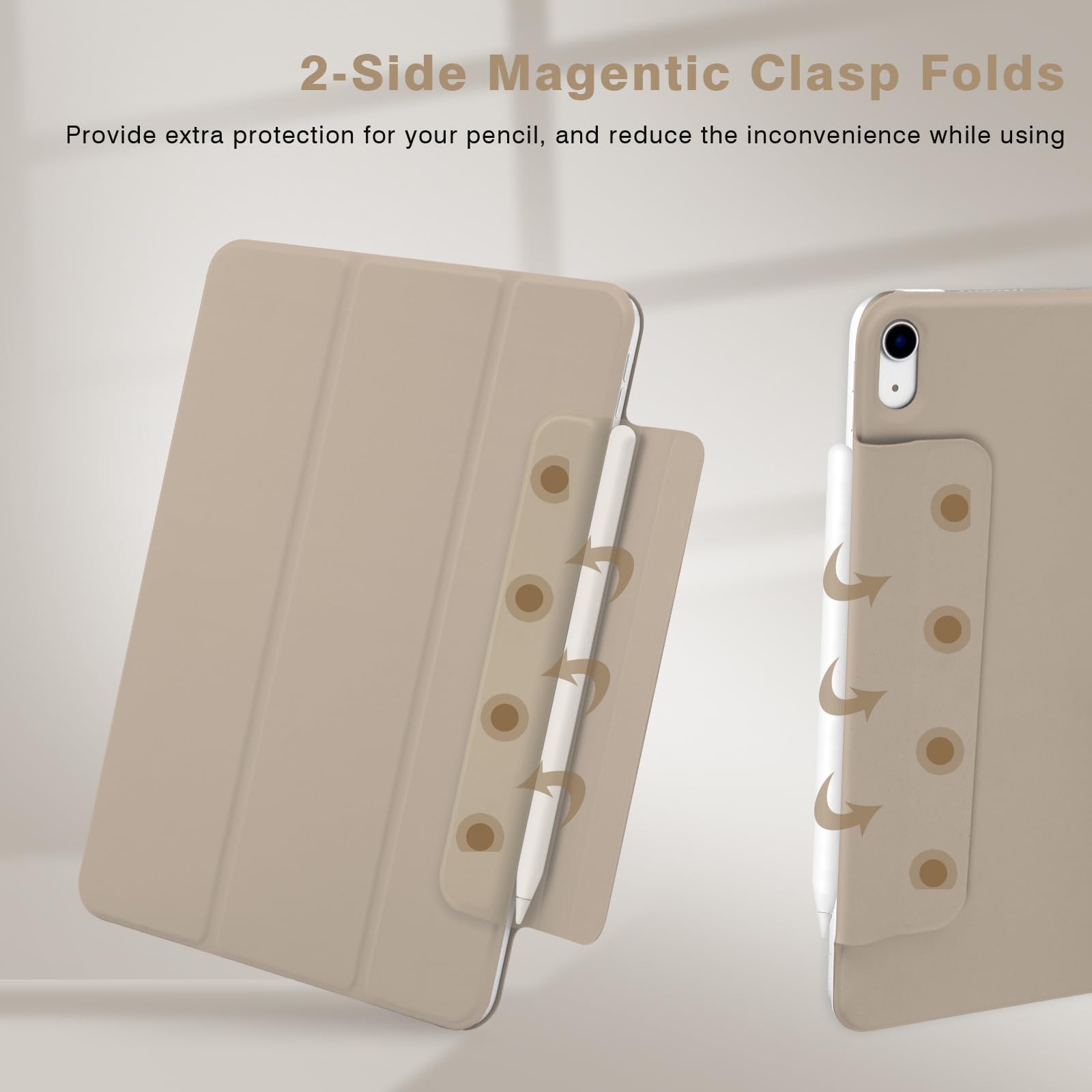 Magnetic Slim Smart Folio Case for iPad Air 7/6/5/4 (10.9 & 11 Inch) - Compatible with iPad Air 5th/4th Gen 2022/2020 & M3/M2 2025/2024 Models - Auto Sleep/Wake Function - Oat Coffee Color - Perfect for Work, Study & Travel Protection