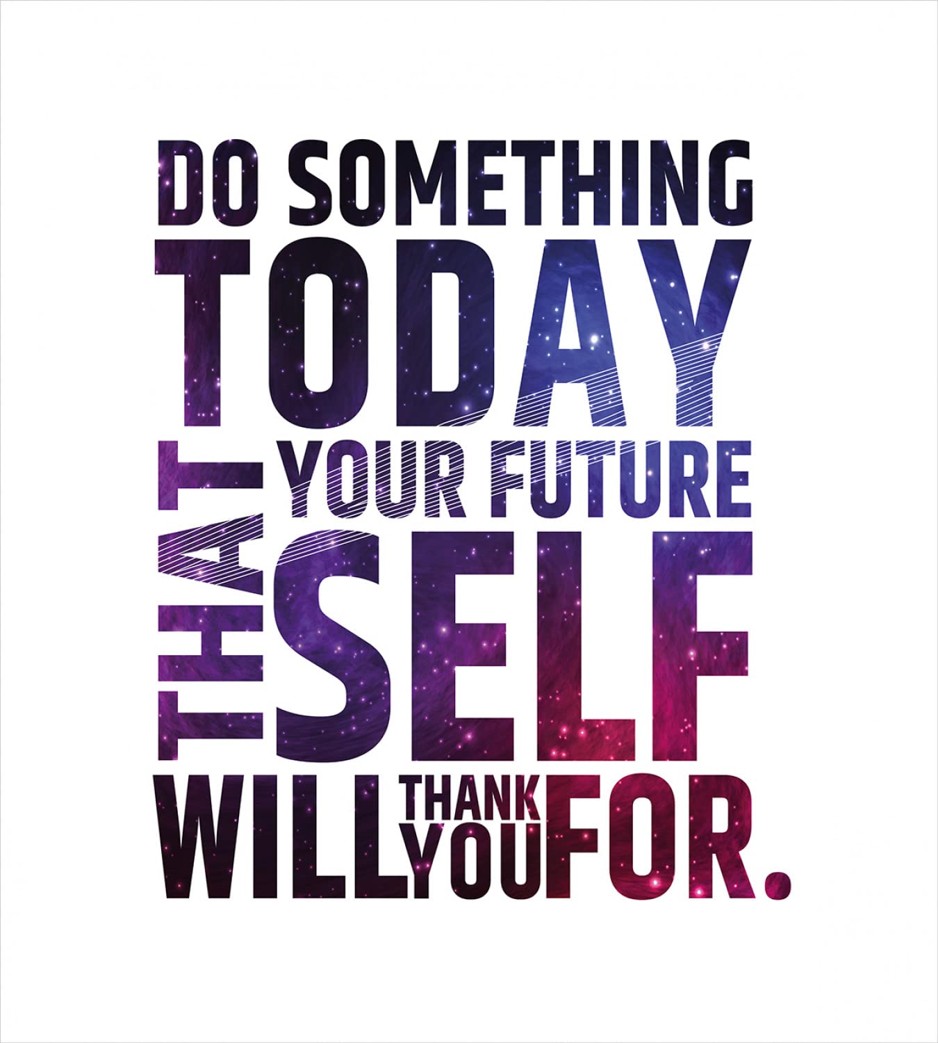 Ambesonne Inspirational Duvet Cover Set - Motivational Quote 'Do Something Today That Your Future Self Will Thank You For' - 2 Pack King Size Bedding Set with 2 Duvet Covers & 4 Pillowcases - Dark Purple & White - Perfect for Master Bedroom, Guest Room & Dorm Decor