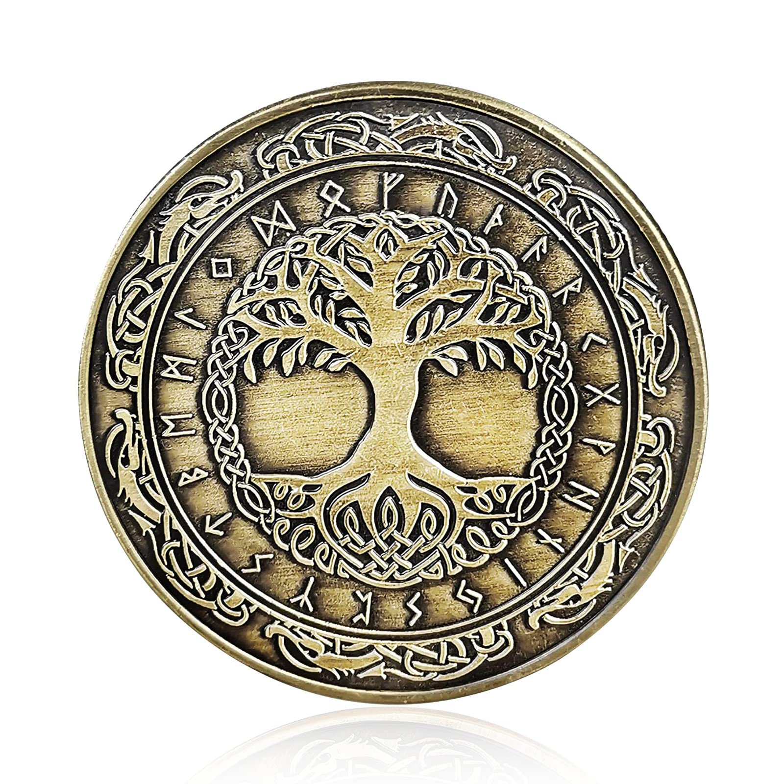 Viking Rune Coin Set of 5 - Norse Mythology Amulet Necklace - Viking Jewelry Gifts for Men & Women - Perfect for Cosplay, LARP, Historical Reenactment & Viking Enthusiasts