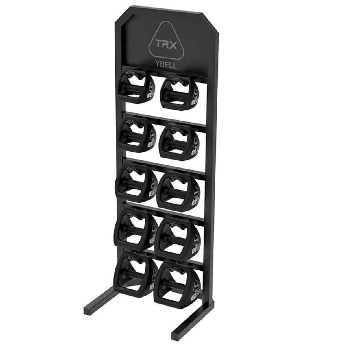 TRX YBell Neoprene Kettlebell Set With Rack - 3-in-1 Adjustable Kettlebell, Dumbbell & Push Up Bar for Home Gym, CrossFit & Strength Training - Commercial Grade Neoprene Coated Weights for Men & Women