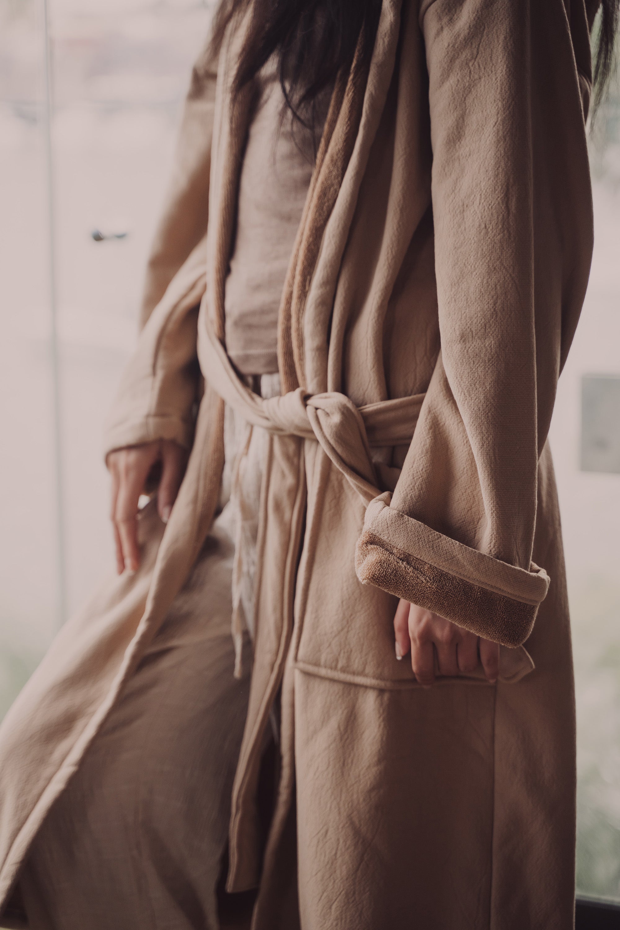 Vintage Wash Robe for Women - Soft & Cozy Nutmeg Brown Bathrobe - Perfect for Spa, Lounge & Relaxation at Home