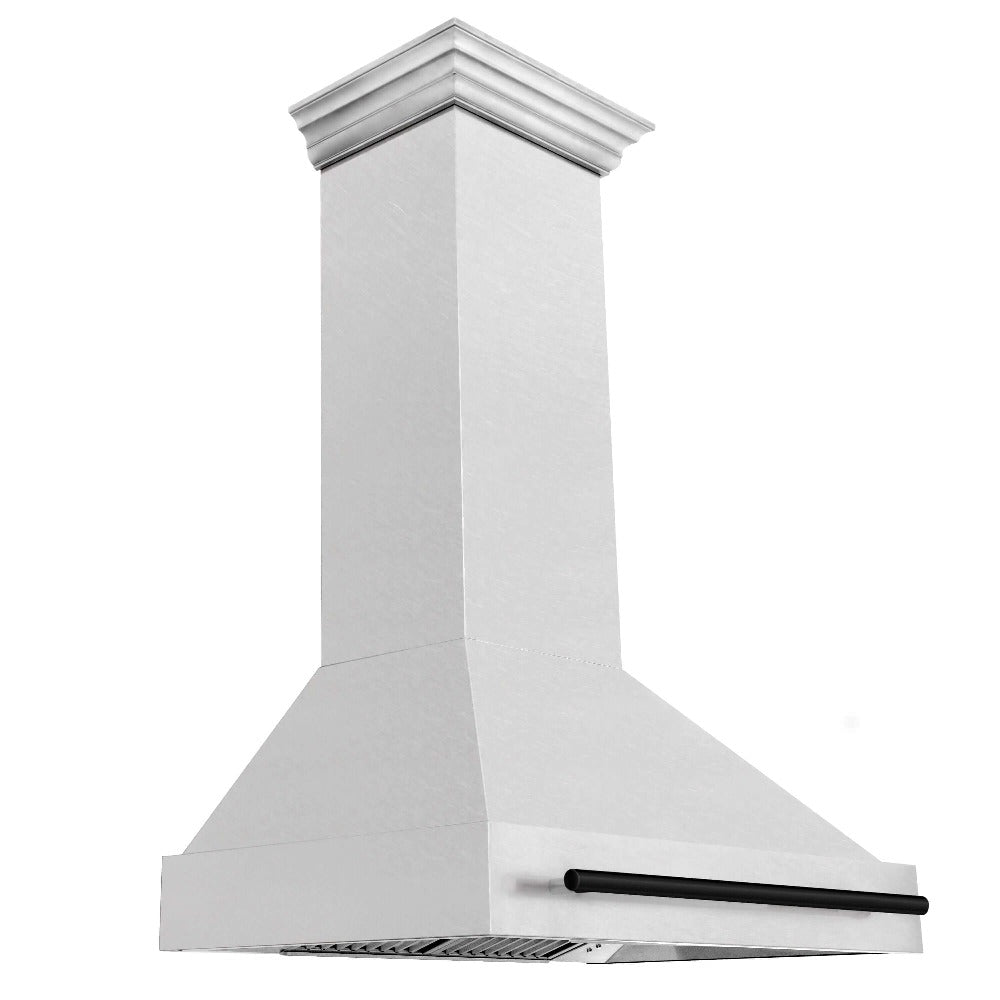 ZLINE Autograph Edition 36 Inch Stainless Steel Wall Mount Range Hood with Matte Black Handle - Professional Kitchen Ventilation for Home Chefs (8654SNZ 36 MB) | Perfect for Modern Kitchens & Open Concept Homes