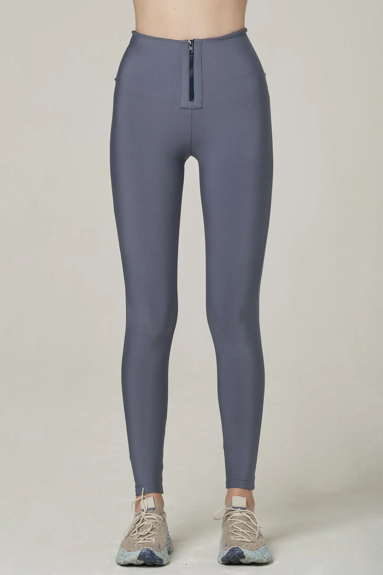 925 Fit Women's Case Closed High Rise Zippered Leggings - Steel Blue | Yoga, Running & Gym Workout Leggings for Women | Comfortable & Stylish Activewear