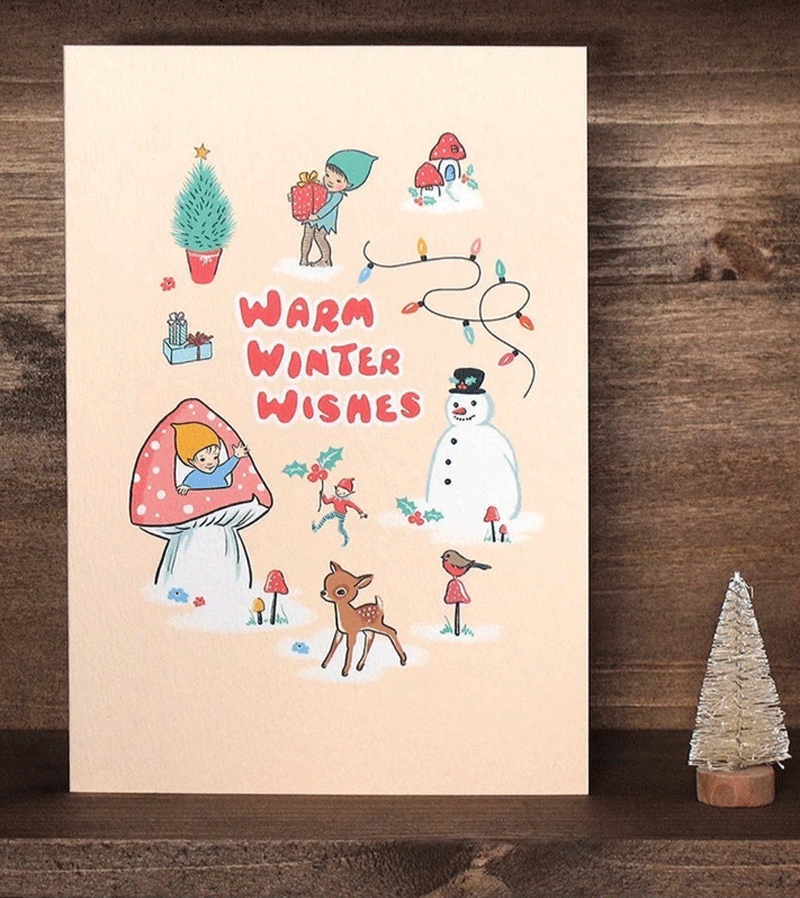 Handmade Warm Winter Wishes Greeting Card - Holiday Christmas Card for Friends & Family | Perfect for Seasonal Greetings, Office Parties, and Festive Celebrations