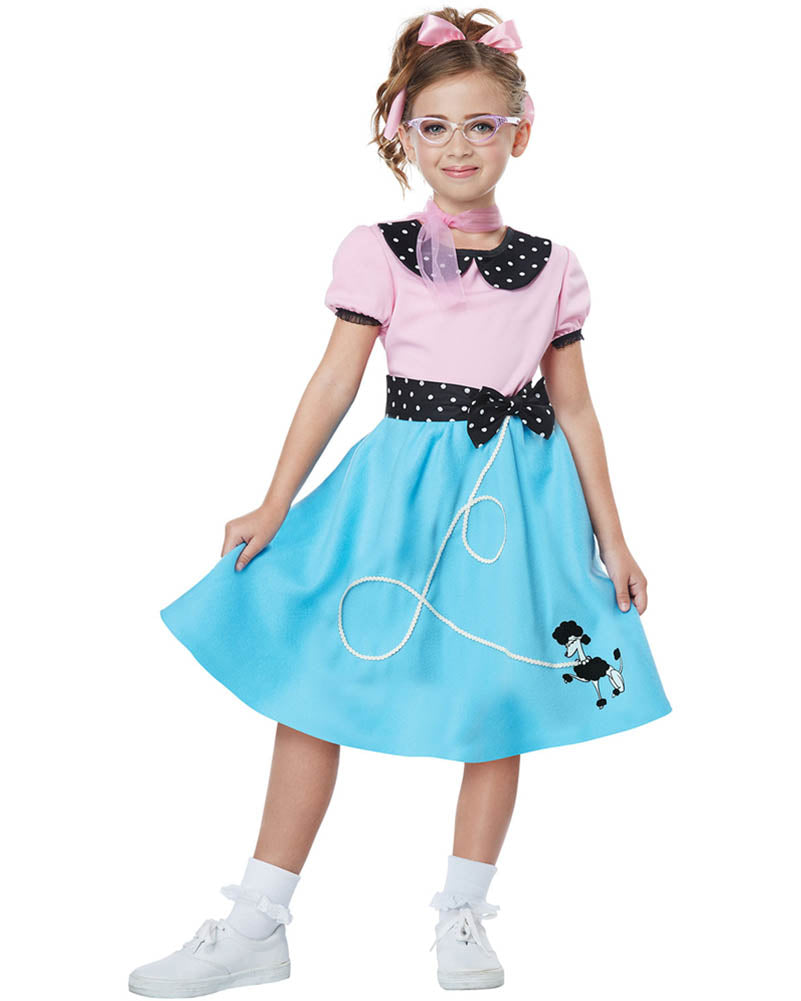 50s Sock Hop Girls Costume - Vintage 1950s Poodle Skirt Outfit for Rockabilly Dance Party & Halloween Costume