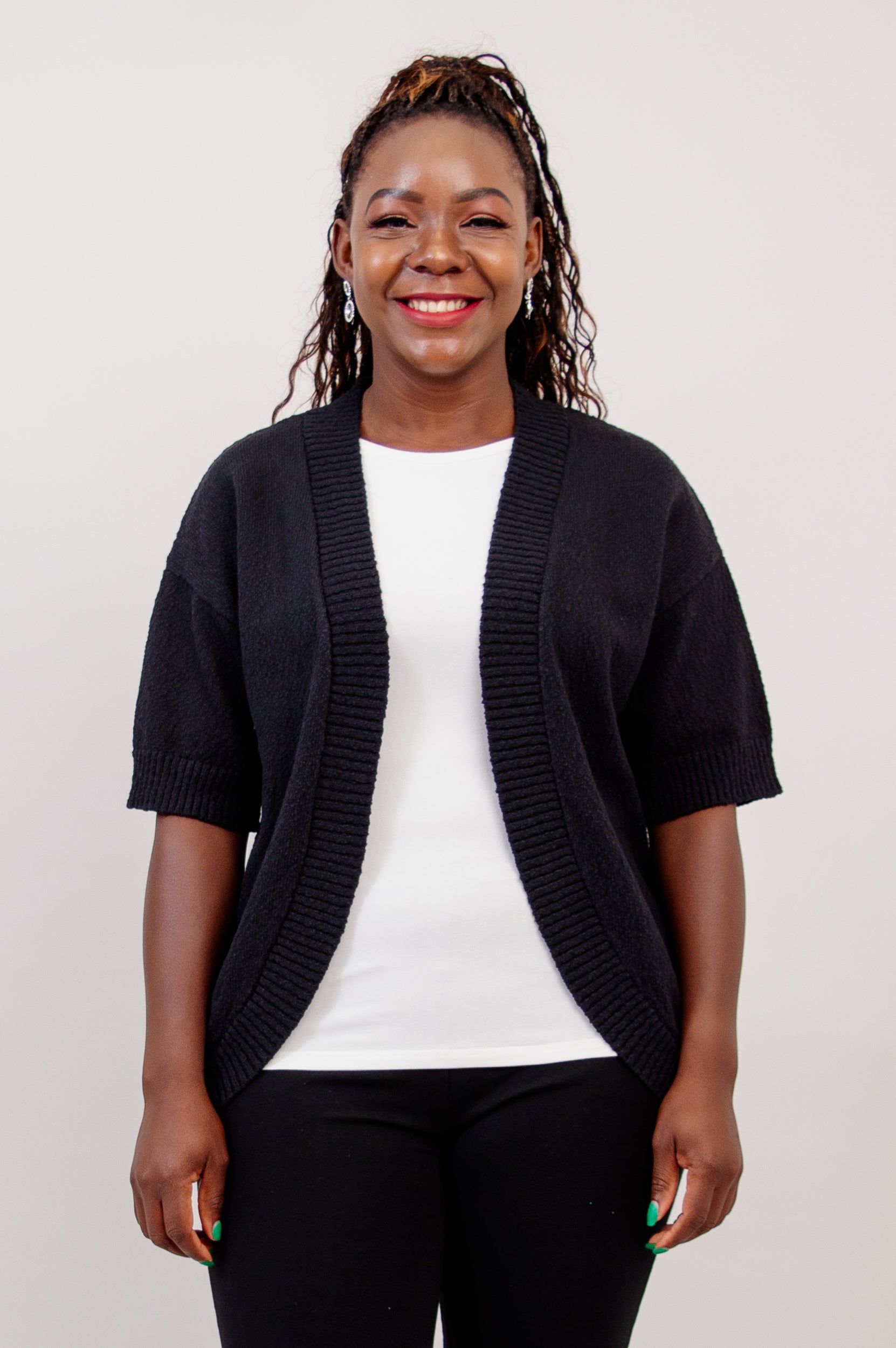 Jana Cardigan Women's Black Cotton Knit Sweater - Cozy & Stylish for Fall, Winter & Casual Outfits