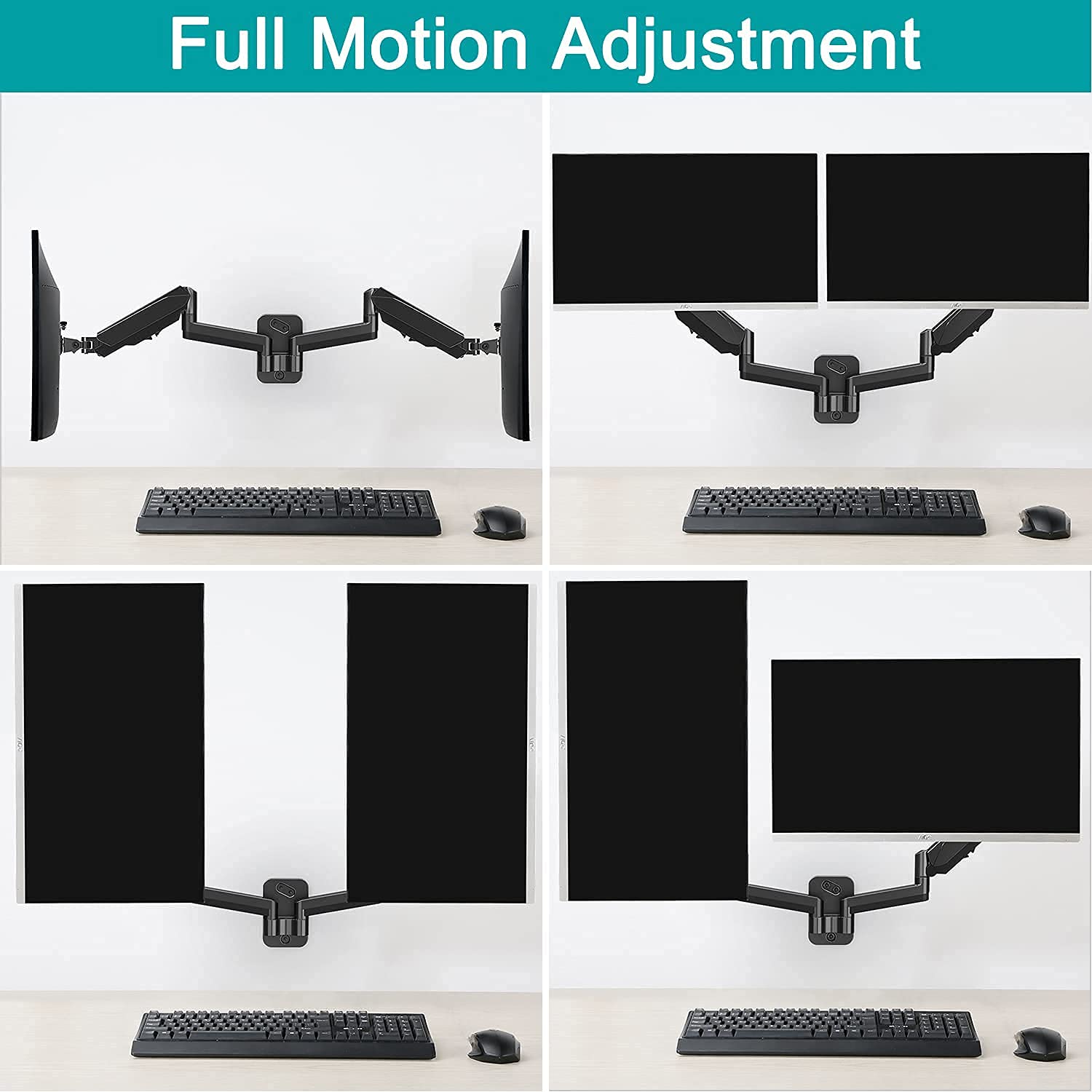 MOUNT PRO Dual Monitor Stand - Adjustable Free Standing & Wall Mount for 2 Screens up to 27 inch - Full Motion Gas Spring Monitor Arm with Height Adjustment - Perfect for Home Office, Gaming Setup & Workspace Ergonomics