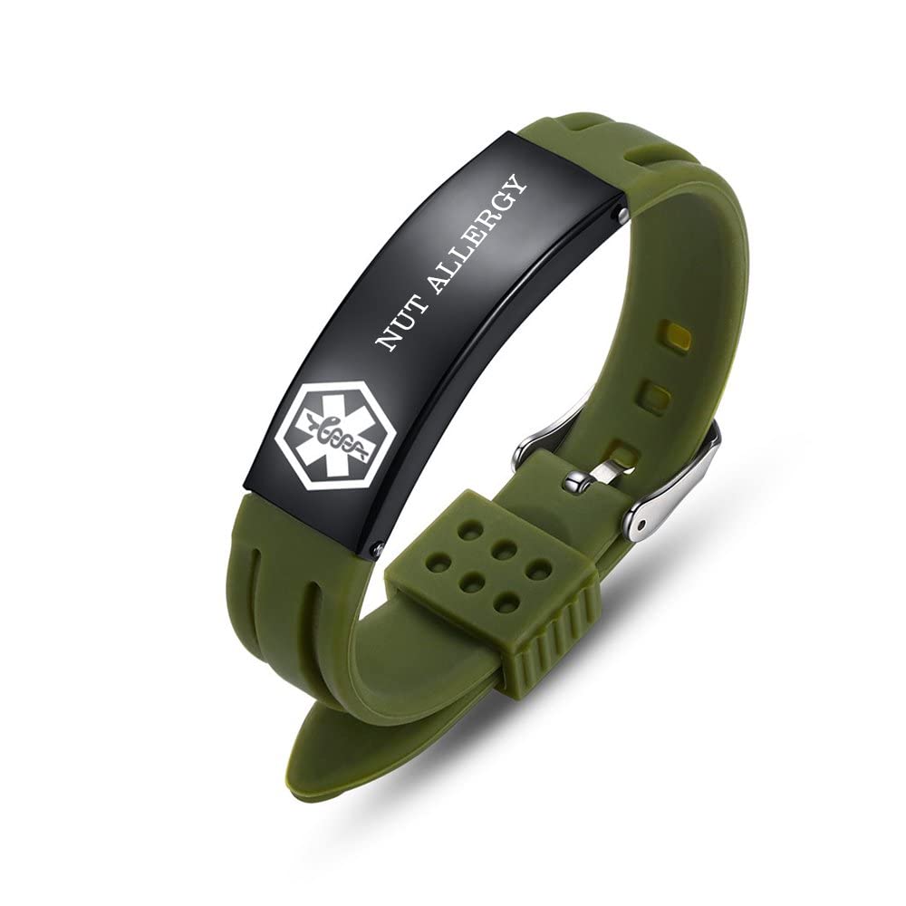 Adjustable Medical Alert Bracelet for Men & Women - Free Engraving, Sport Silicone ID Bracelet (8.5 Inches) - Perfect for Emergency Medical Identification, Outdoor Activities & Daily Wear