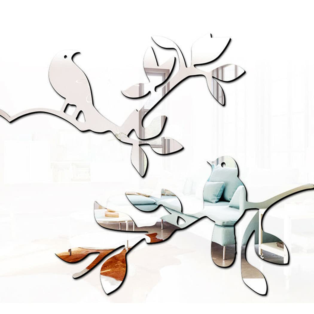 ARMYJY Removable DIY Acrylic Mirror Wall Stickers - Bird Themed Decals for Bedroom & Living Room Decor - Perfect for Home, Nursery, Office Wall Decoration