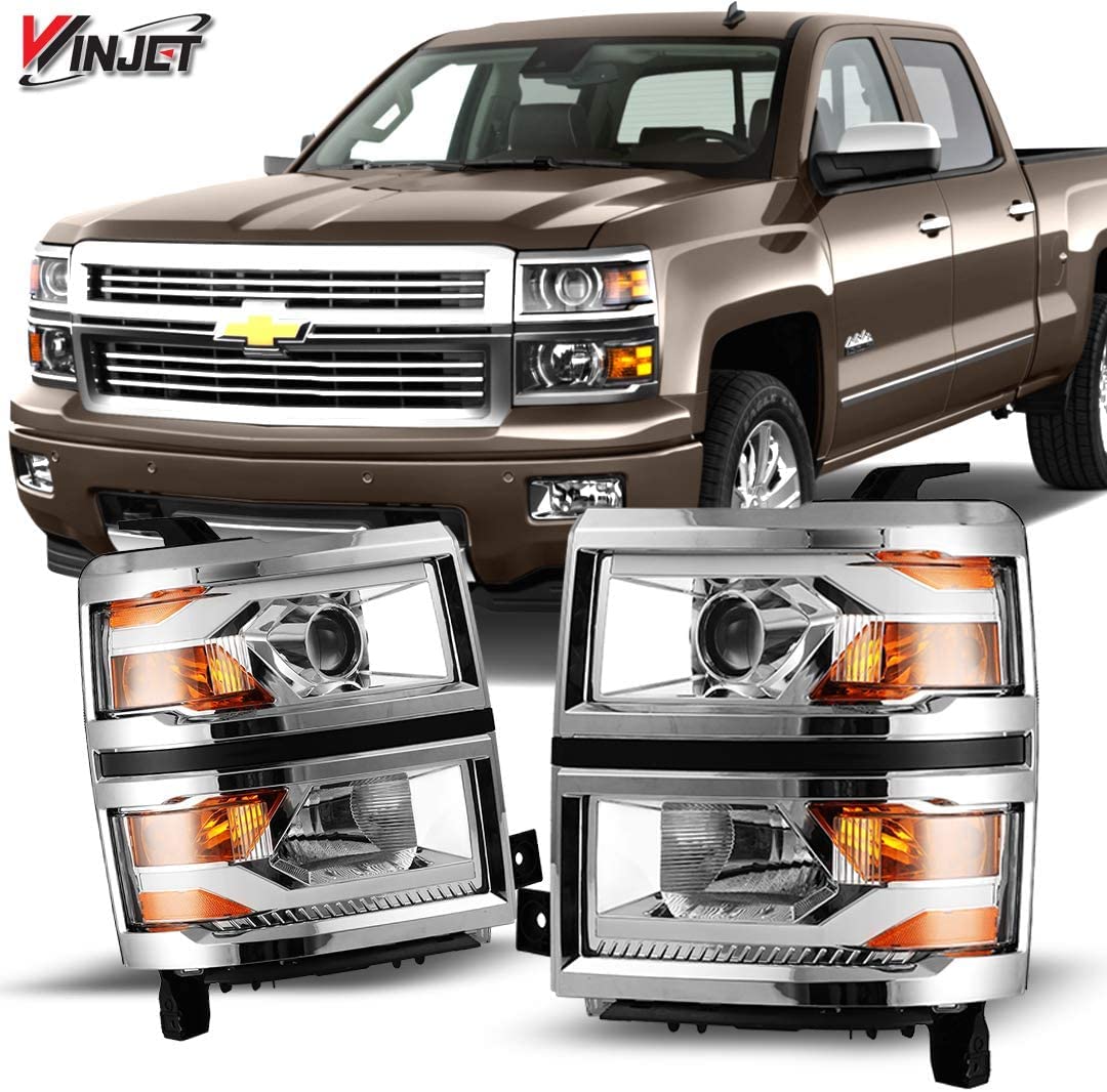 Winjet LED DRL Bar Projector Headlights Compatible with 2014-2015 Chevrolet Silverado 1500 - Upgrade Your Truck Lighting for Night Driving & Off-Road Adventures