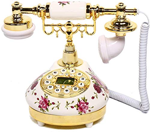 Vintage Rotary Dial Desk Phone - Retro Antique Style Telephone with Handset & Speaker, Ceramic & ABS Construction (White) - Perfect for Home Decor, Office, and Gift Giving