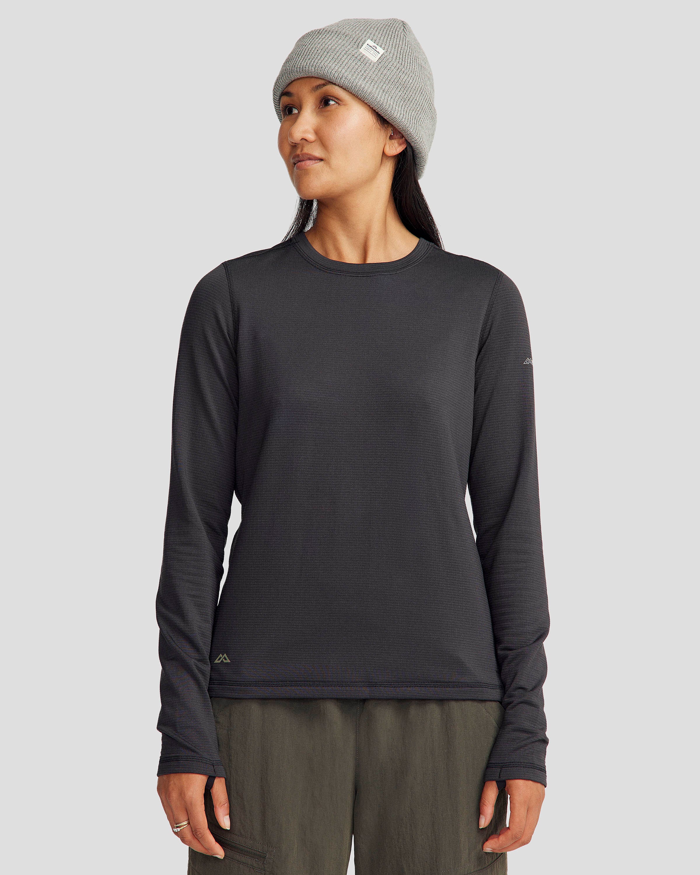 Women's Seeker Fleece Long Sleeve Thermal Top - Soft Warm Winter Shirt for Hiking & Outdoor Activities - Black Stingray Color