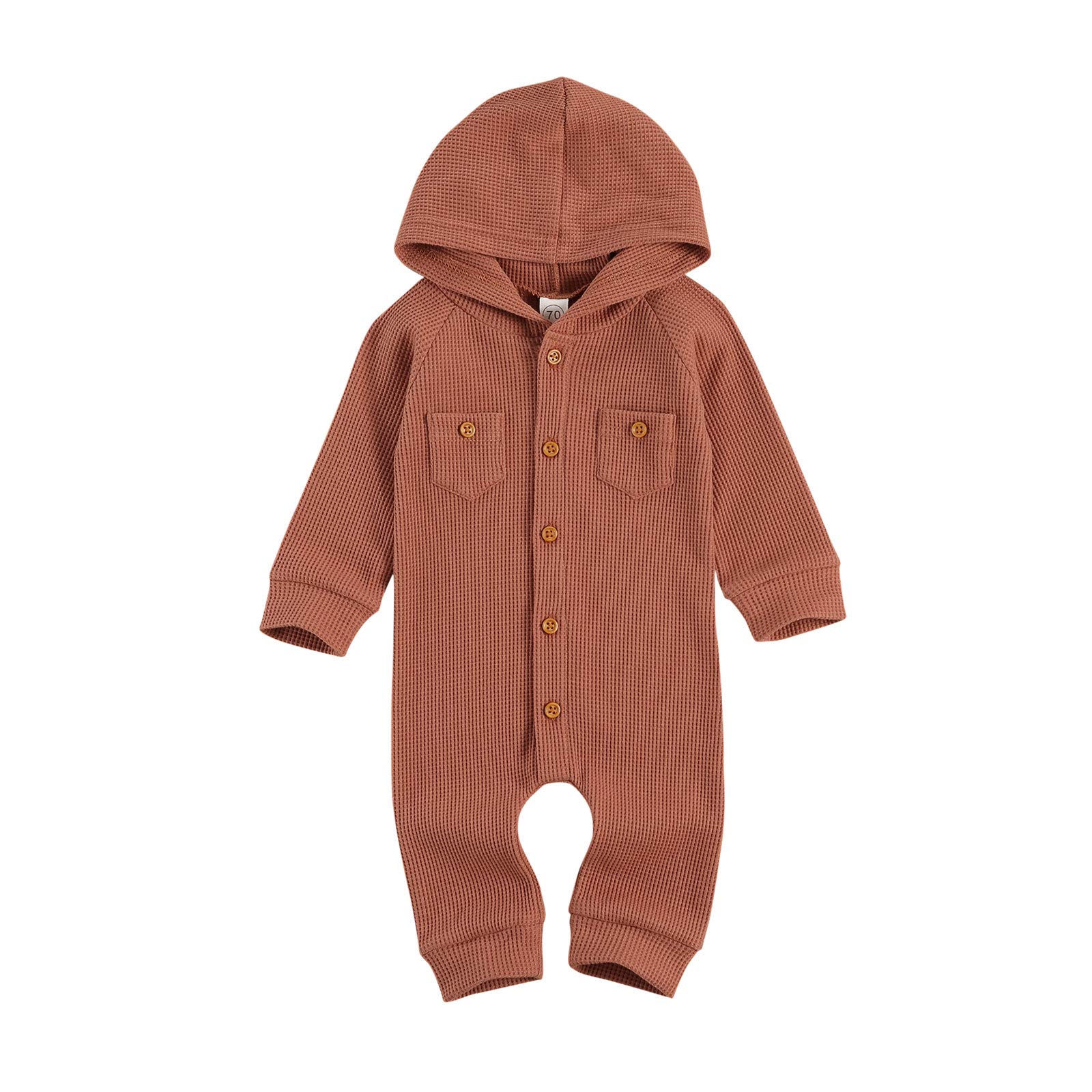 Kuriozud Unisex Baby Hoodie Romper - Long Sleeve One-Piece Waffle Outfit for Newborn Boys & Girls | Perfect for Playtime, Photo Shoots & Cozy Winter Outings