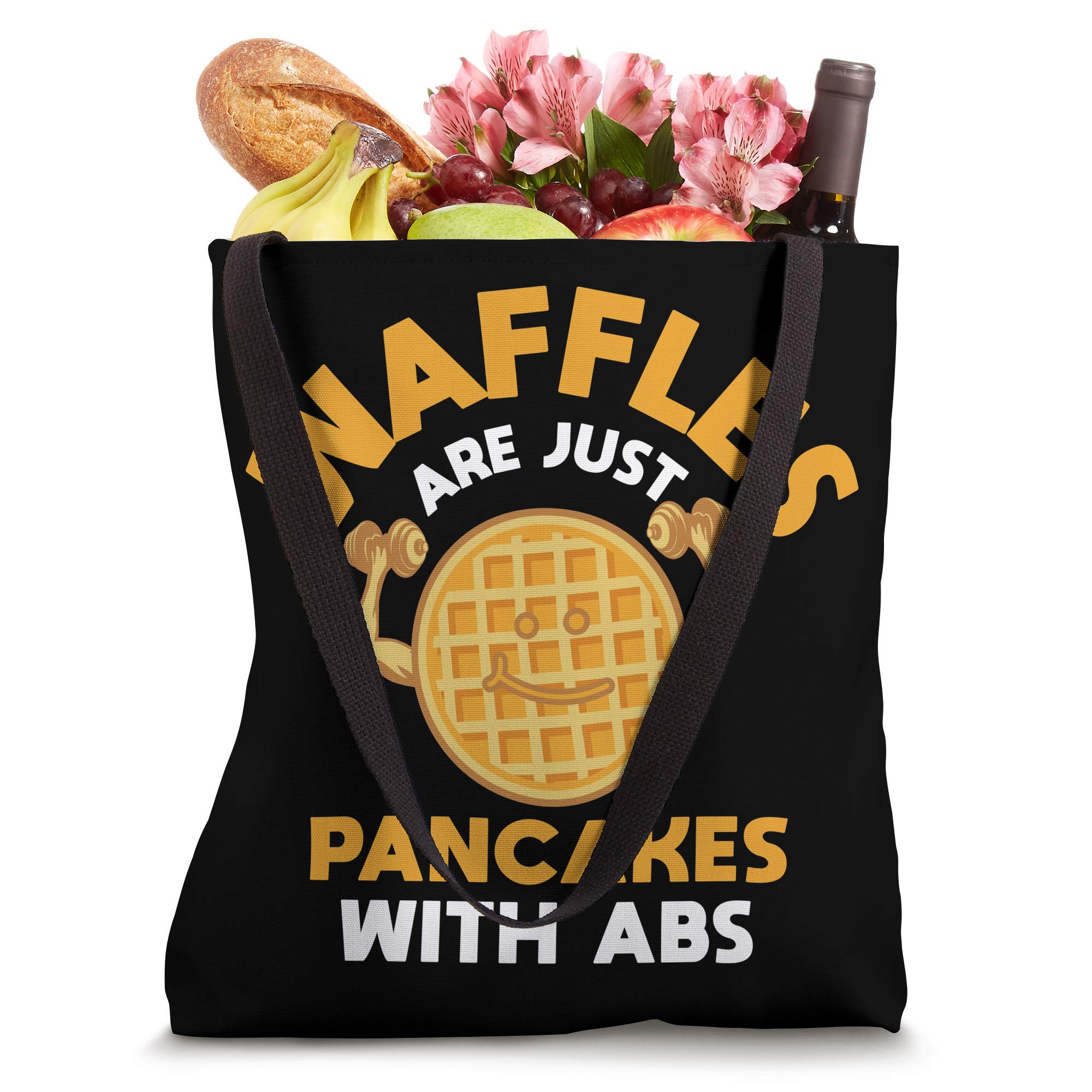 Funny Waffle Pancake ABS Workout Tote Bag - Humorous Fitness Lover Gift for Gym, Yoga & Workout Enthusiasts - Perfect for Gym Bags, Beach Trips & Grocery Shopping