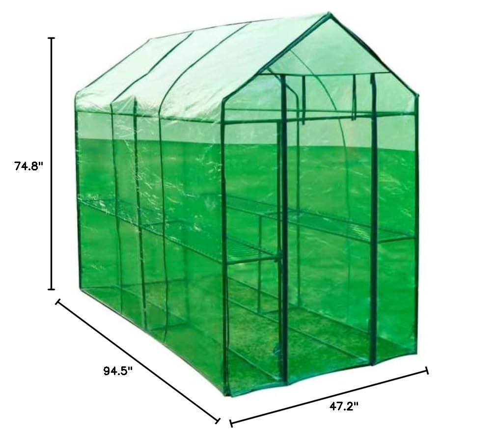 vidaXL Large Greenhouse with Steel Frame - Durable Powder-Coated Construction, Tear-Resistant Green Cover, Walk-In Door for Easy Access | Perfect for Home Gardening, Plant Protection & Backyard Growing