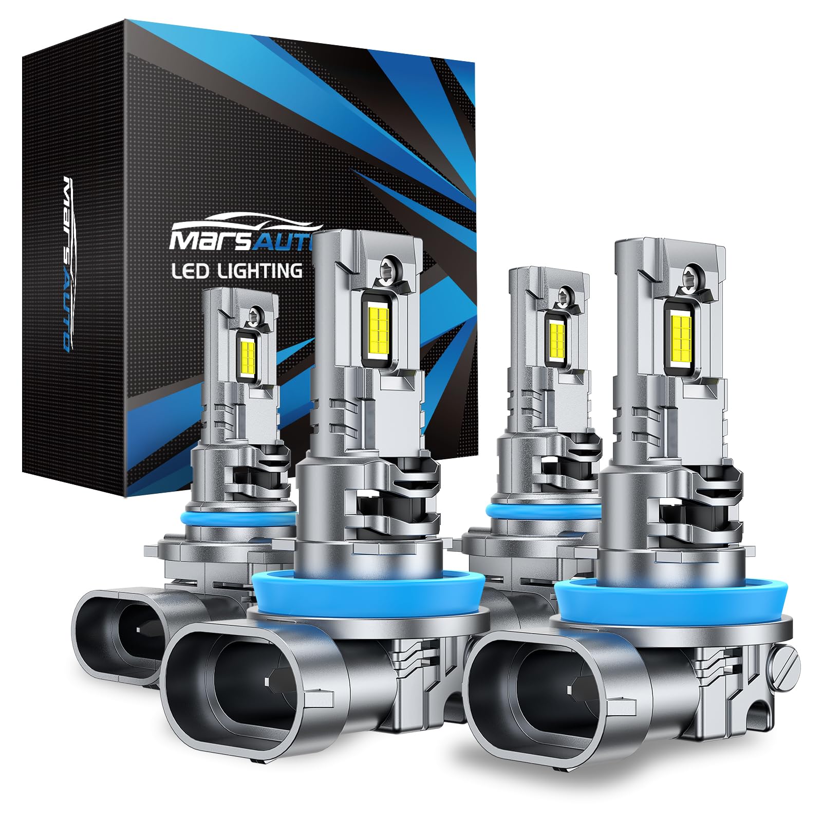 MarsAuto H11/H8/H9 9005/HB3 LED Fog Light Bulbs Combo Kit - 68,000LM Ultra Bright, 50,000 Hours Lifespan, Plug & Play Installation, No Polarity - Perfect for Off-Road, Truck, SUV, Jeep Fog Lights (Pack of 4)