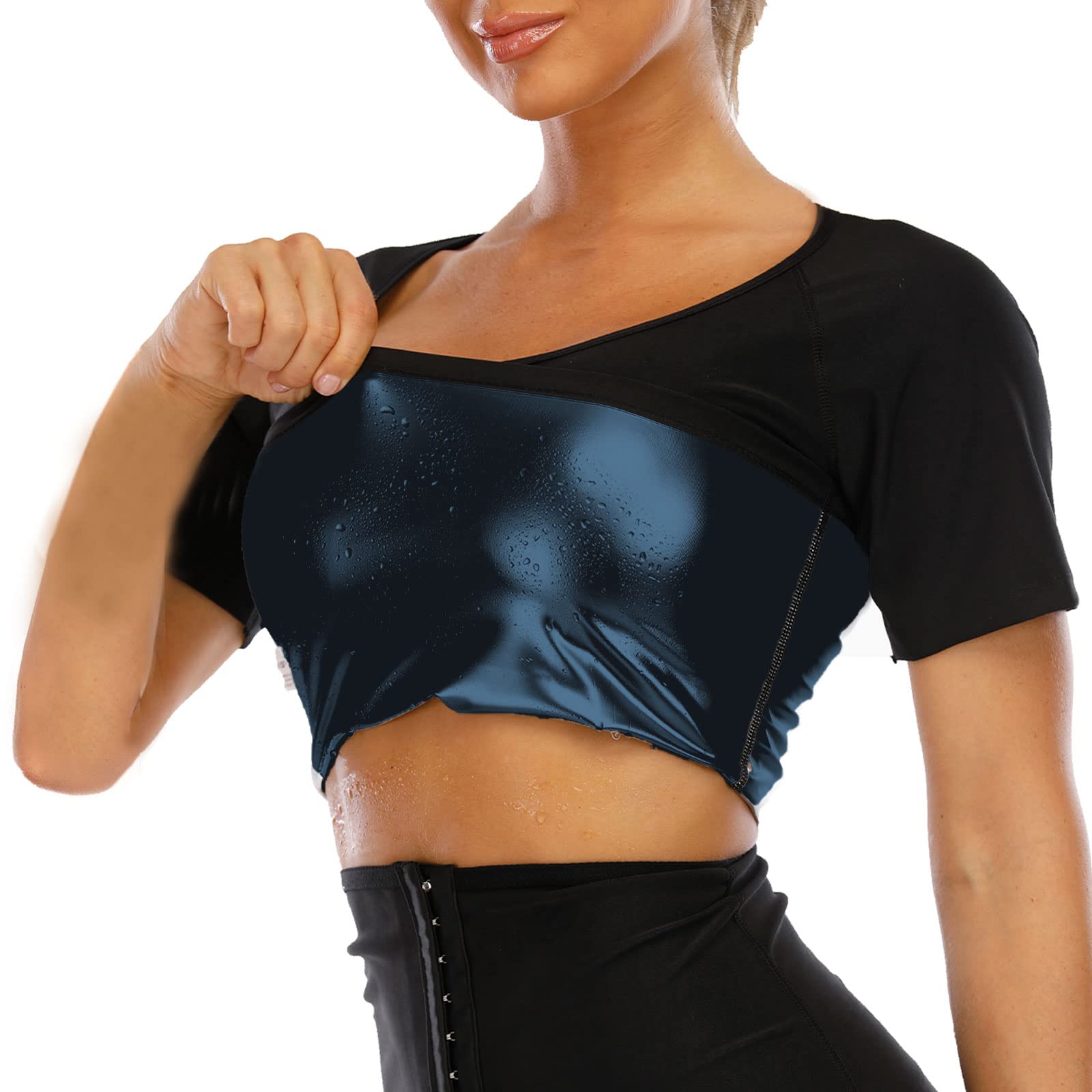 Women's Sauna Shirt - Short Sleeve Sweat Suit for Weight Loss & Gym Workouts | Slimming Body Shaper Training Top | Perfect for Sauna Sessions, Fitness Training & Body Shaping