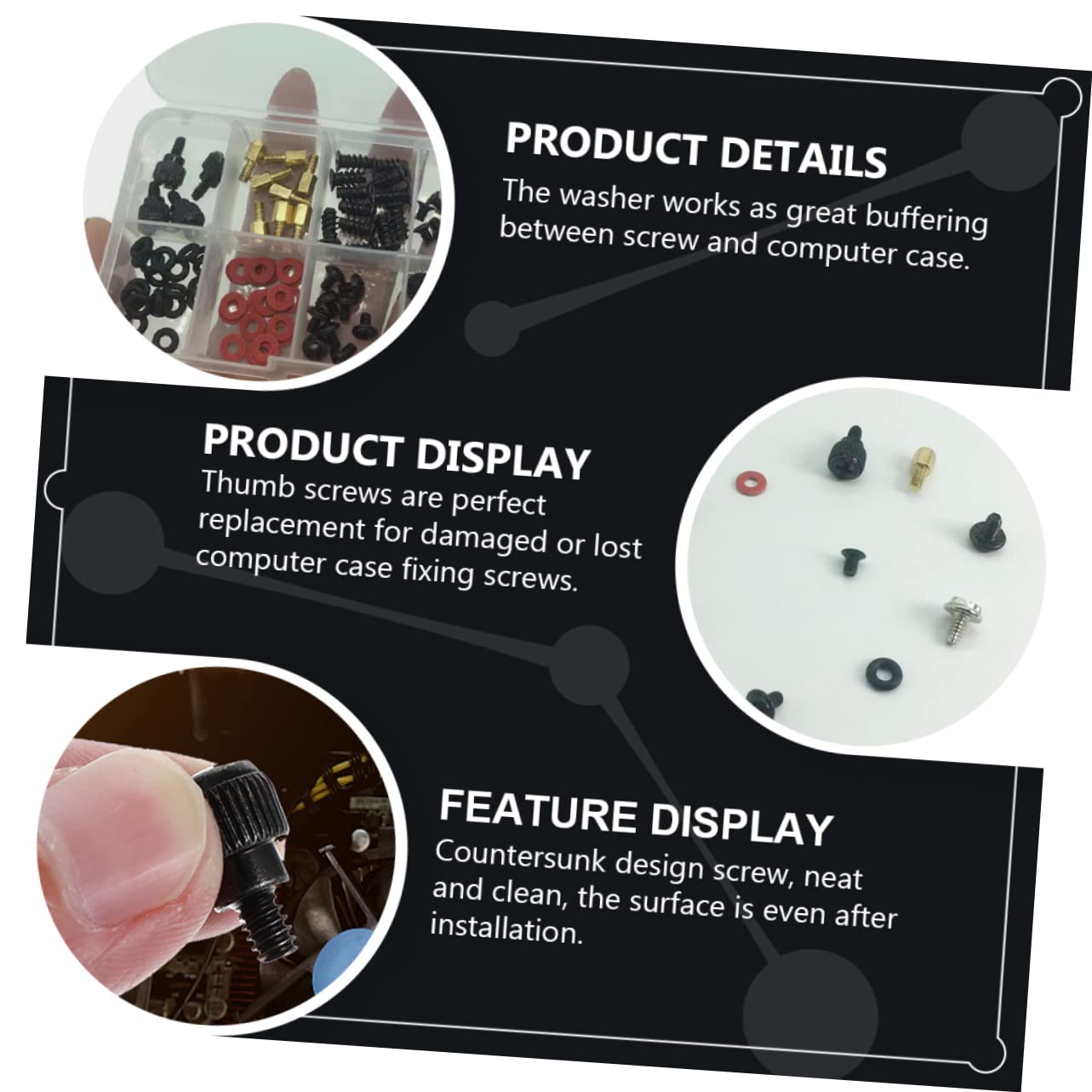 1 Set Computer Case Screws - Electronic Product Fittings & Computer Accessories for Repair - Reusable Countersunk Head Metal Screws with Paper Washers - Perfect for PC Building, Maintenance, and Chassis Assembly
