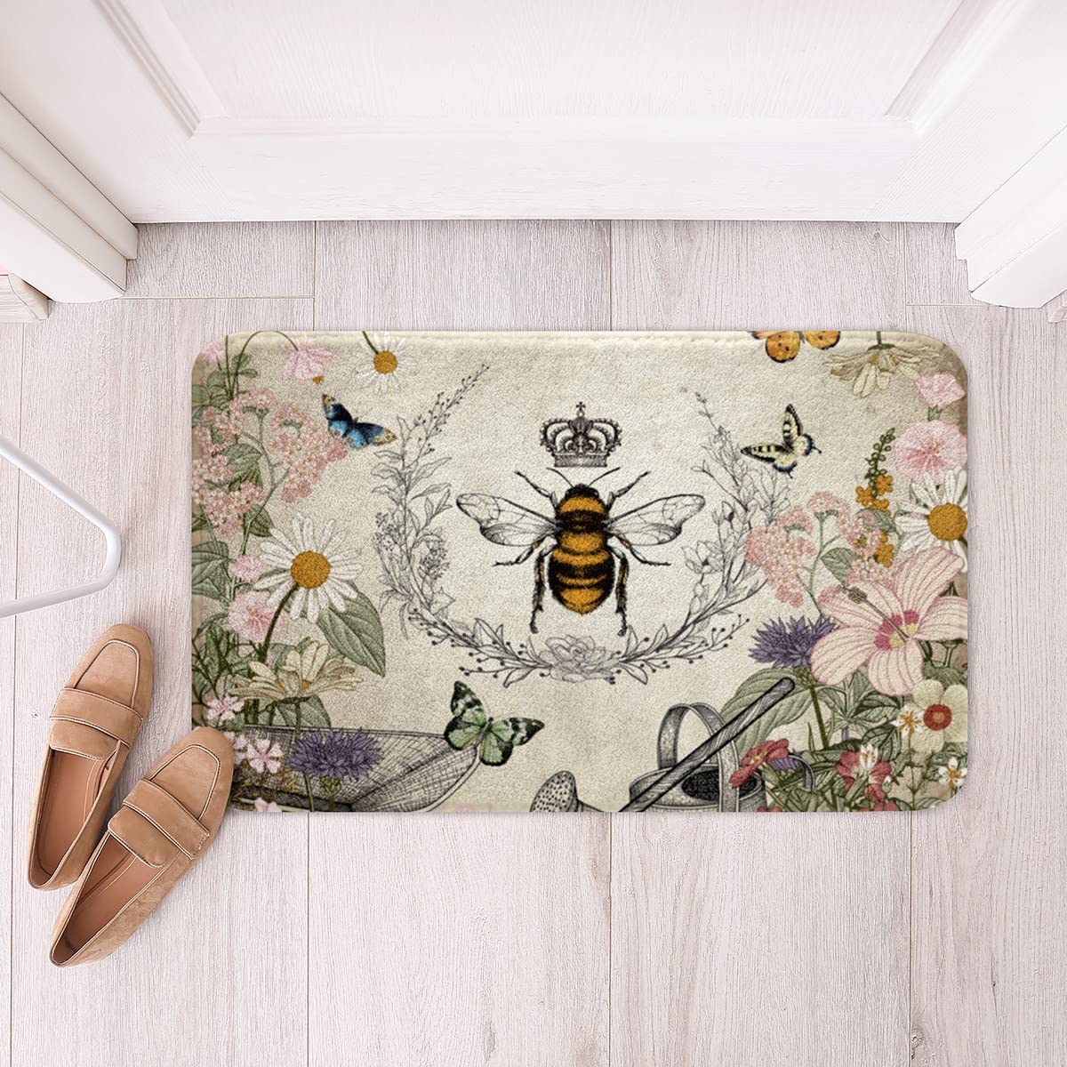 **Butterfly Sunflower Kids Bath Mat - 20x32 Inch Absorbent Non-Slip Bathroom Rug for Boys & Girls, Farmhouse Cabin Decor - Perfect for Bathrooms, Kids' Rooms & Nursery Floors**