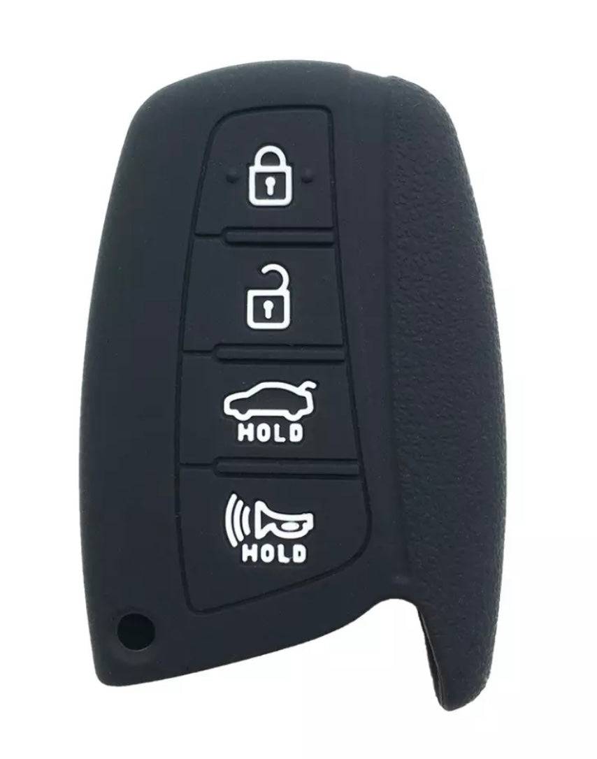Hyundai Santa Fe Genesis Remote Key Fob Cover - 4 Button Silicone Rubber Key Case Protector (Fits 2013-2016 Models) | Durable Protection for Car Keys | Perfect for Everyday Use & Travel