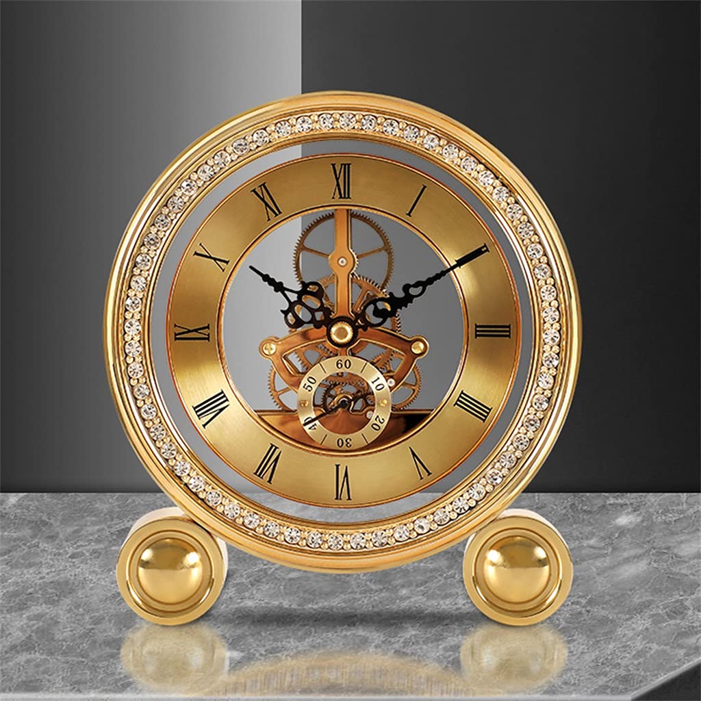 Vintage Brass Table Clock - Luxury Retro Quartz Alarm Clock for Living Room, Office & Home Decor - Classic Desk Clock with Alarm - Perfect Gift Idea (Color: A, Size: One Size) - Ideal for Home Office, Bedside Nightstand & Vintage Style Interior Decor
