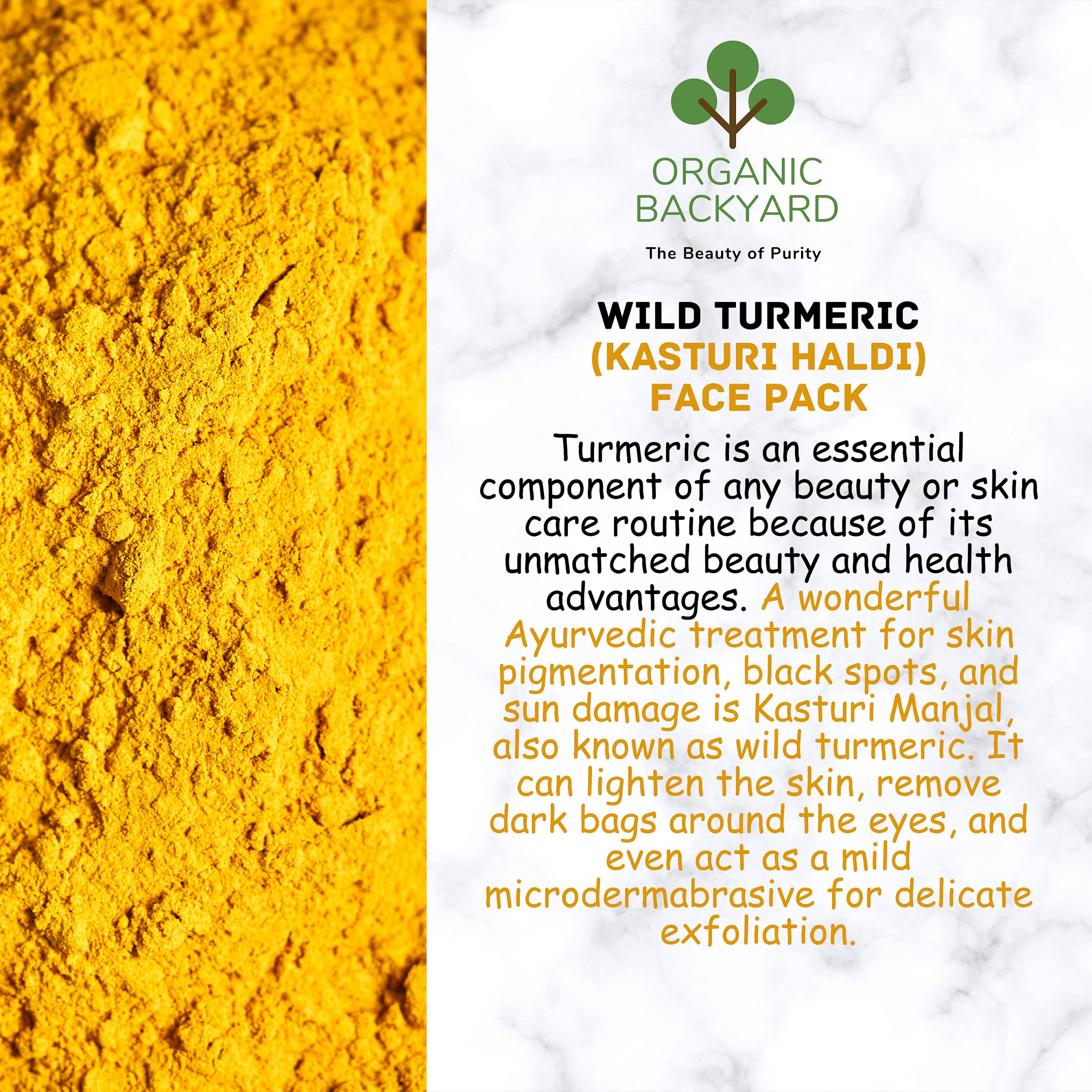 Organic Wild Turmeric (Kasturi Haldi) Powder 100g - Pure Golden Glow Essence for Radiant Skin & Face Care | Natural Brightening, Anti-Aging | DIY Face Mask & Ayurvedic Beauty Rituals