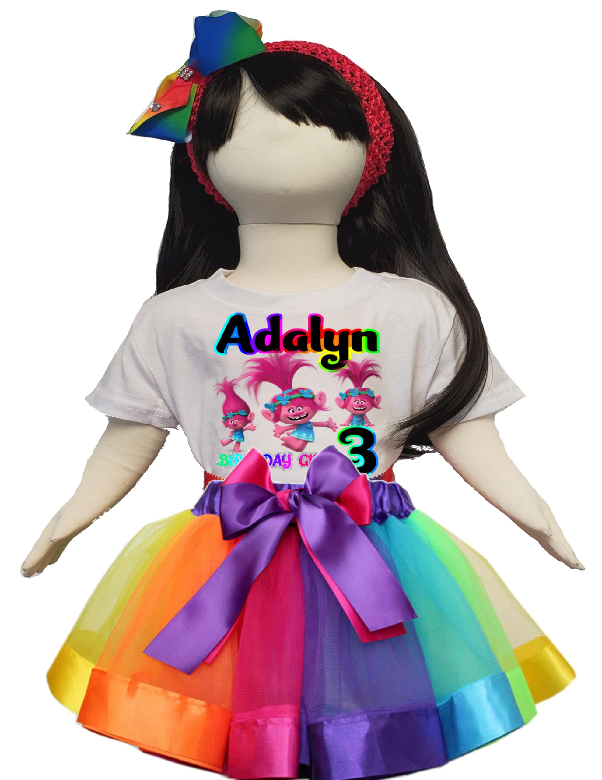 Custom Birthday Tutu Dress & Shirt Set with Name & Age - Rainbow Tutu Outfit for Girls (1pc, 2pc, or 3pc Options) | Perfect for Birthday Parties, Photoshoots & Special Celebrations