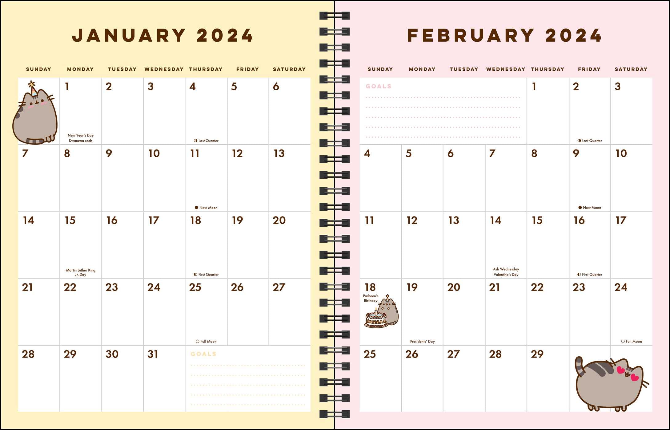 Pusheen 16-Month 2023-2024 Weekly & Monthly Planner Calendar - Cute Cat Organizer for School, Office & Home Use
