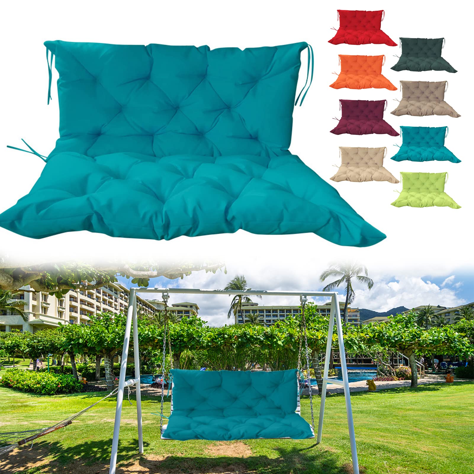 **Waterproof 40x40x4 Inch Swing Replacement Cushions – Thick 4'' Outdoor Bench Cushion with Ties for Patio, Porch, or Garden Swing (2-3 Seater, Lake Blue) – Perfect for Relaxing, Lounging & Outdoor Comfort**