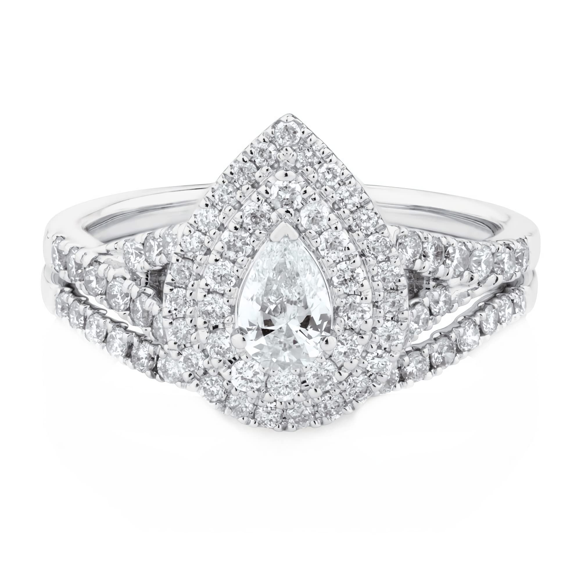 1 Carat Moissanite Engagement Ring Set for Women - Platinum Plated Sterling Silver Wedding Band - Elegant Bridal Jewelry for Proposals, Anniversaries & Special Occasions | Perfect for Valentine's Day, Christmas Gifts & Romantic Surprises