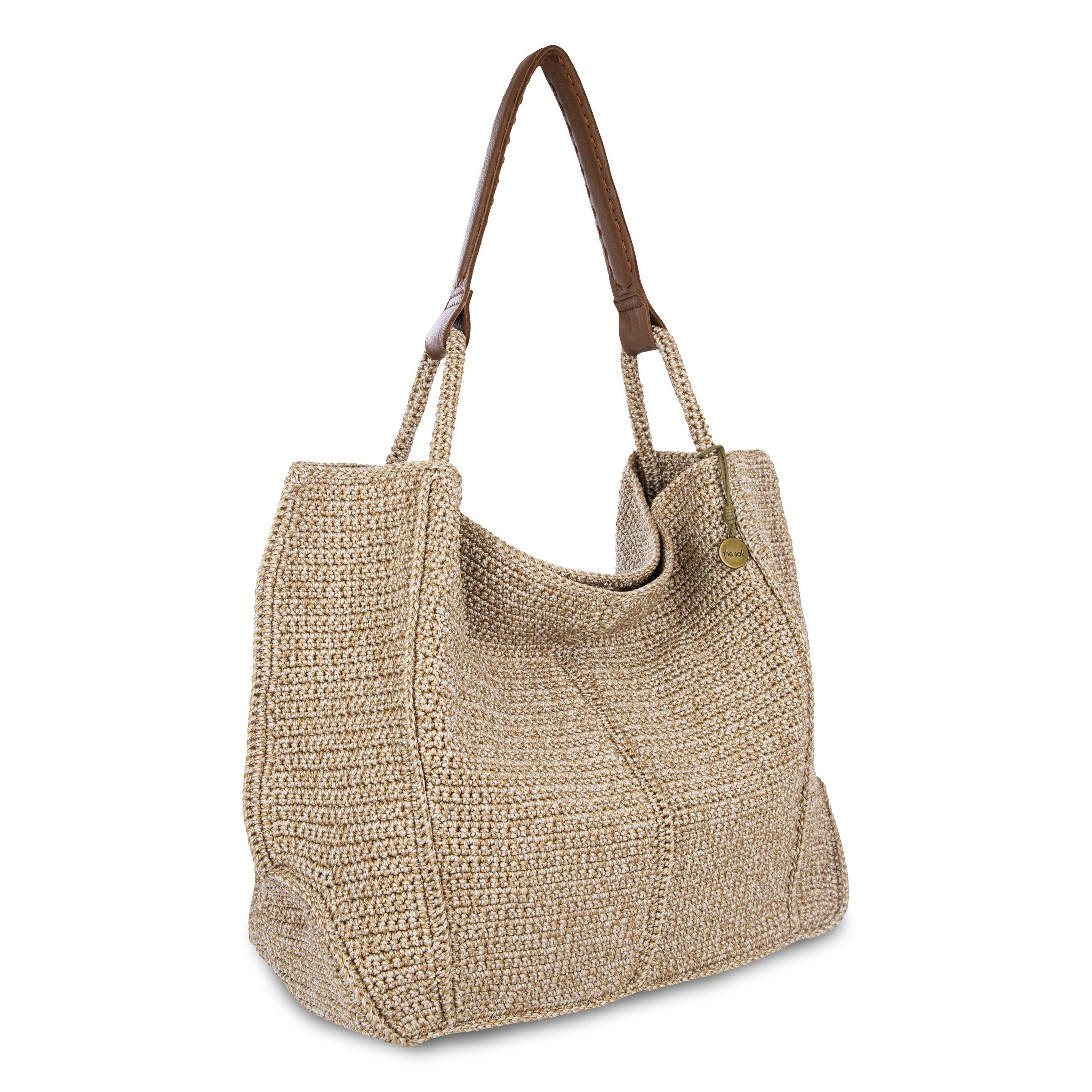 Los Feliz Large Hand Crochet Tote Bag - Eco-Friendly Bamboo Fiber Beach Tote for Women, Perfect for Shopping, Travel & Daily Use