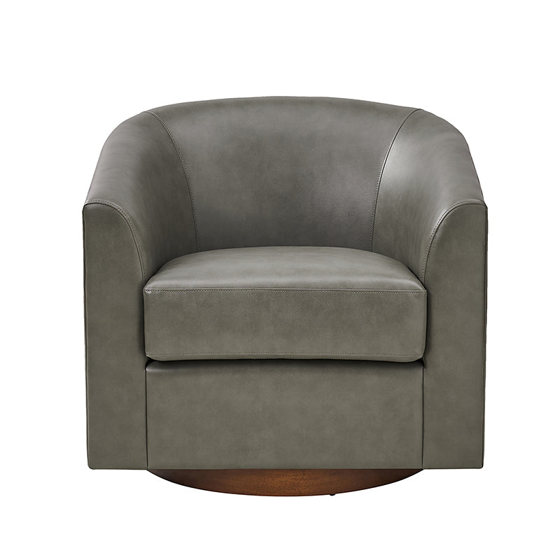 360 Degree Swivel Barrel Faux Leather Chair - Modern Accent Chair for Living Room, Office & Lounge - Comfortable PU Leather Recliner with Smooth Rotation