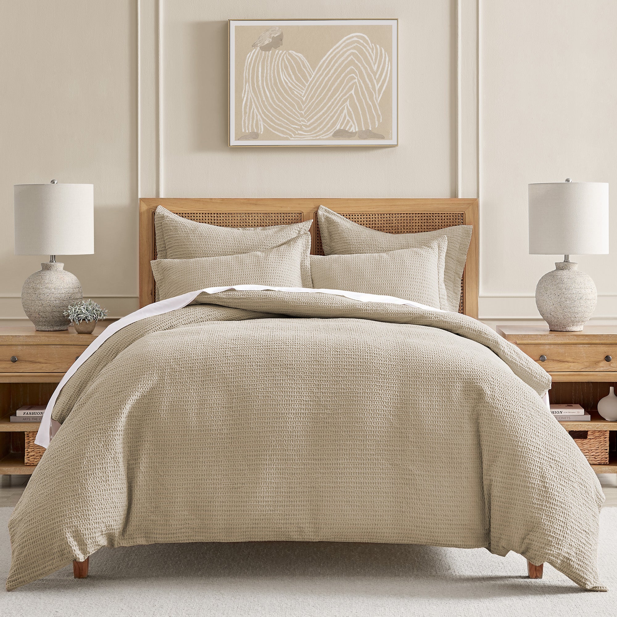 Premium Cloud Waffle Duvet Cover Set - Soft & Breathable Bedding - Queen/King Size - Luxury Textured Bedding for Cozy Sleep & Hotel-Style Comfort