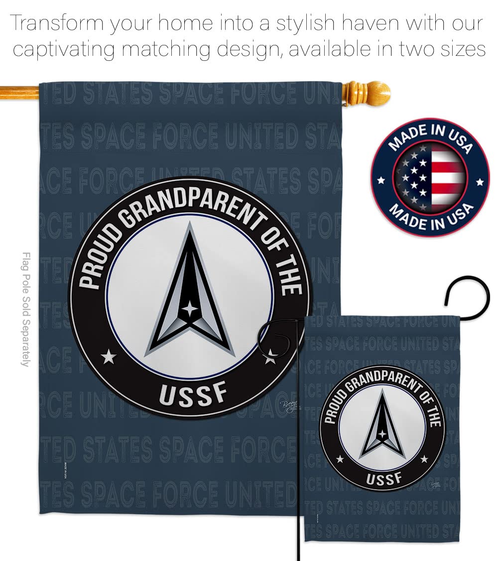 USSF Garden Flag Set with Stand - Military Space Force Yard Banner for Outdoor Decor