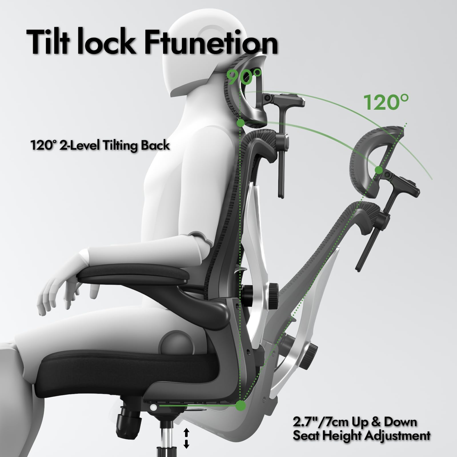 Ergonomic Office Chair with Lumbar Support - X-Shaped Mesh Computer Desk Chair for Gaming & Long Hours Work, Adjustable Headrest, Black Silver - Perfect for Home Office, Gaming Setup & Workspace Comfort