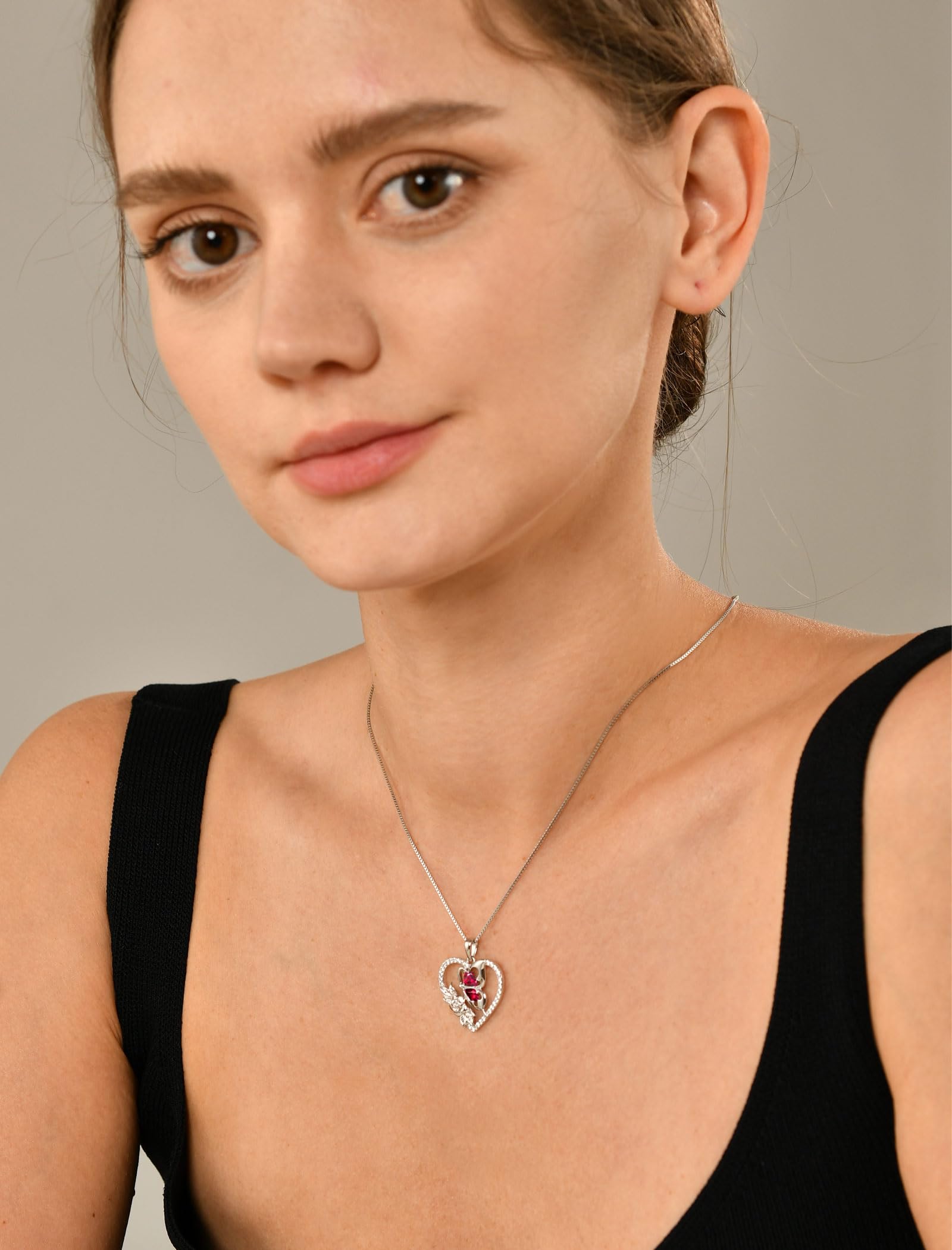 YL Butterfly Necklace for Women - 925 Sterling Silver Flower Rose Pendant with Birthstone Halo | Elegant Jewelry Gift for Birthday, Anniversary & Valentine's Day