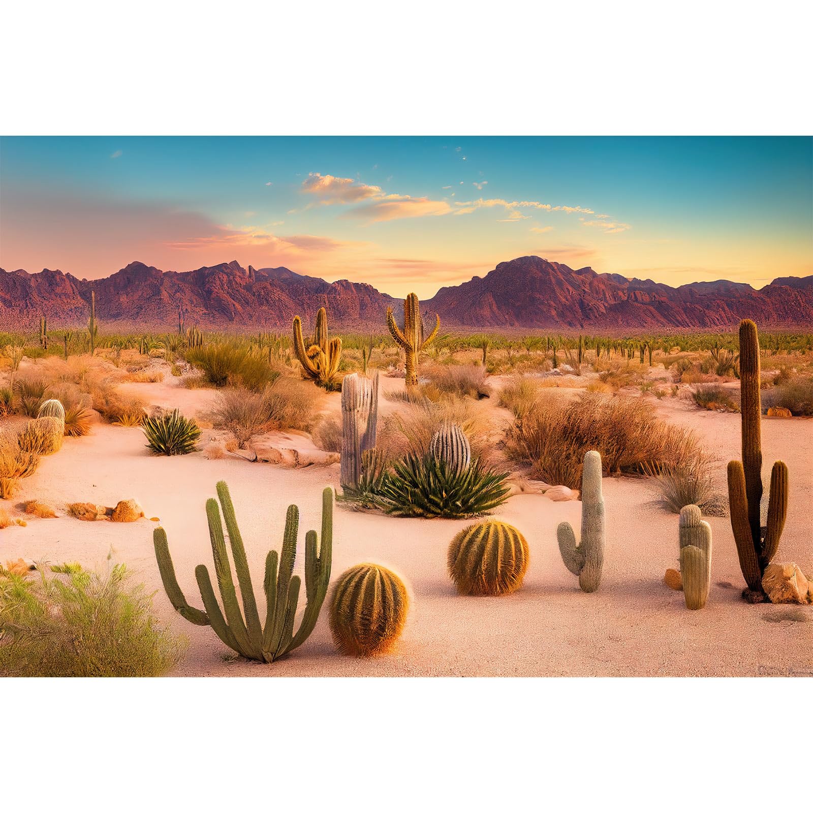 48x20in Desert Reptile Habitat Background - Arid Sahara Landscape with Cacti & Sand Dunes for Terrariums & Aquariums | Natural Vinyl Backdrop for Lizards, Snakes & Desert Fish Tanks