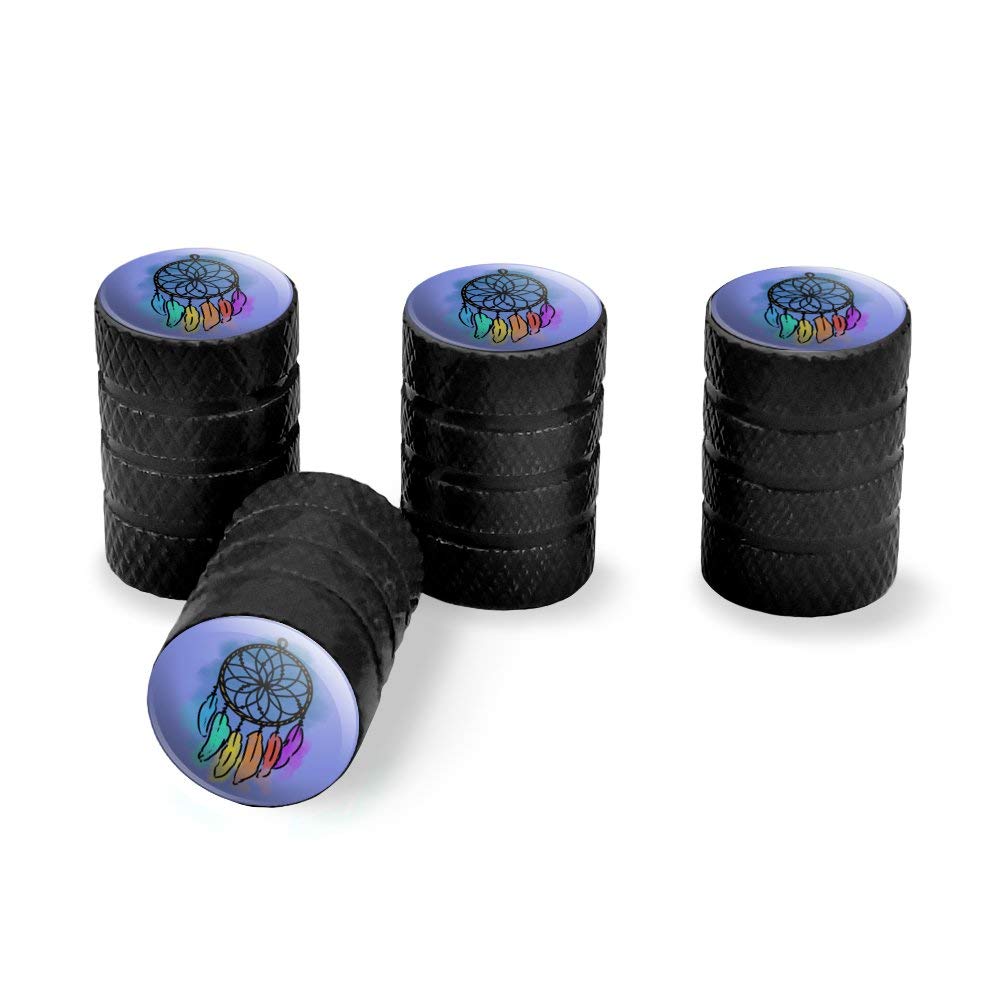 Dream Catcher with Rainbow Feathers - Watercolor Sketch Tire Rim Wheel Aluminum Valve Stem Caps for Cars, Trucks & Motorcycles - Unique Custom Accessories for Vehicle Enthusiasts