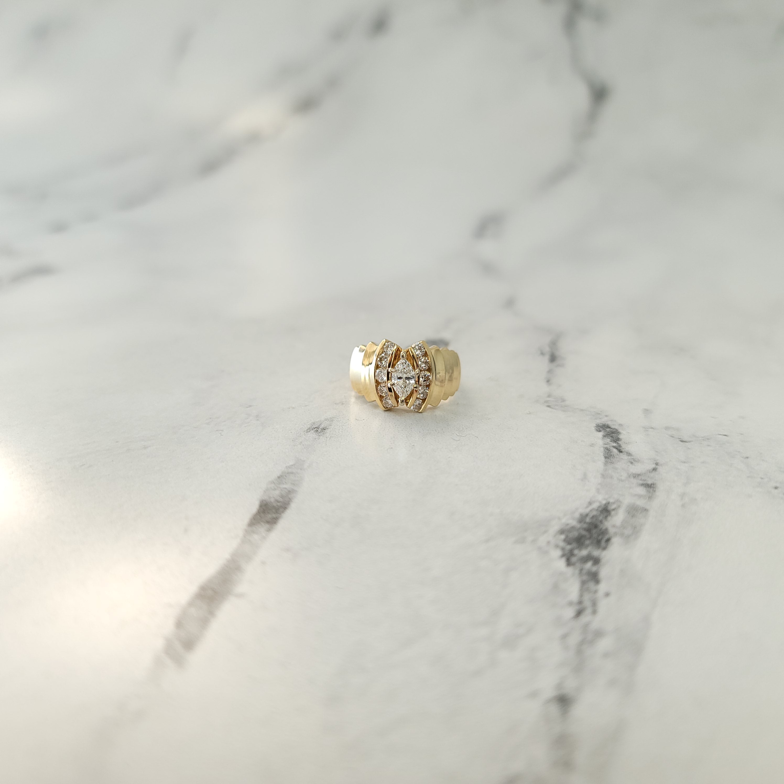 Exquisite Marquise Cut Diamond Engagement Ring with Accent Stones | Perfect for Proposals & Anniversaries