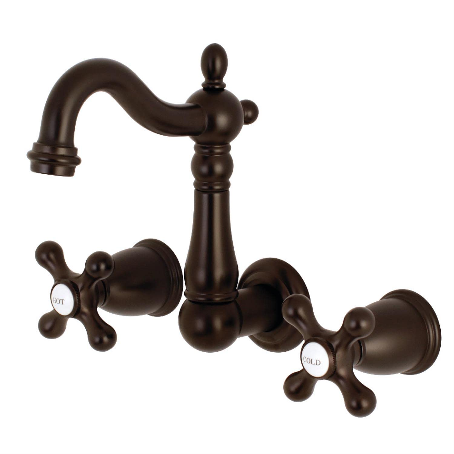 Kingston Brass KS1225AX Heritage Bathroom Faucet - 4-3/4 Inch Spout Reach, Oil Rubbed Bronze Finish - Perfect for Vintage or Traditional Bathroom Decor