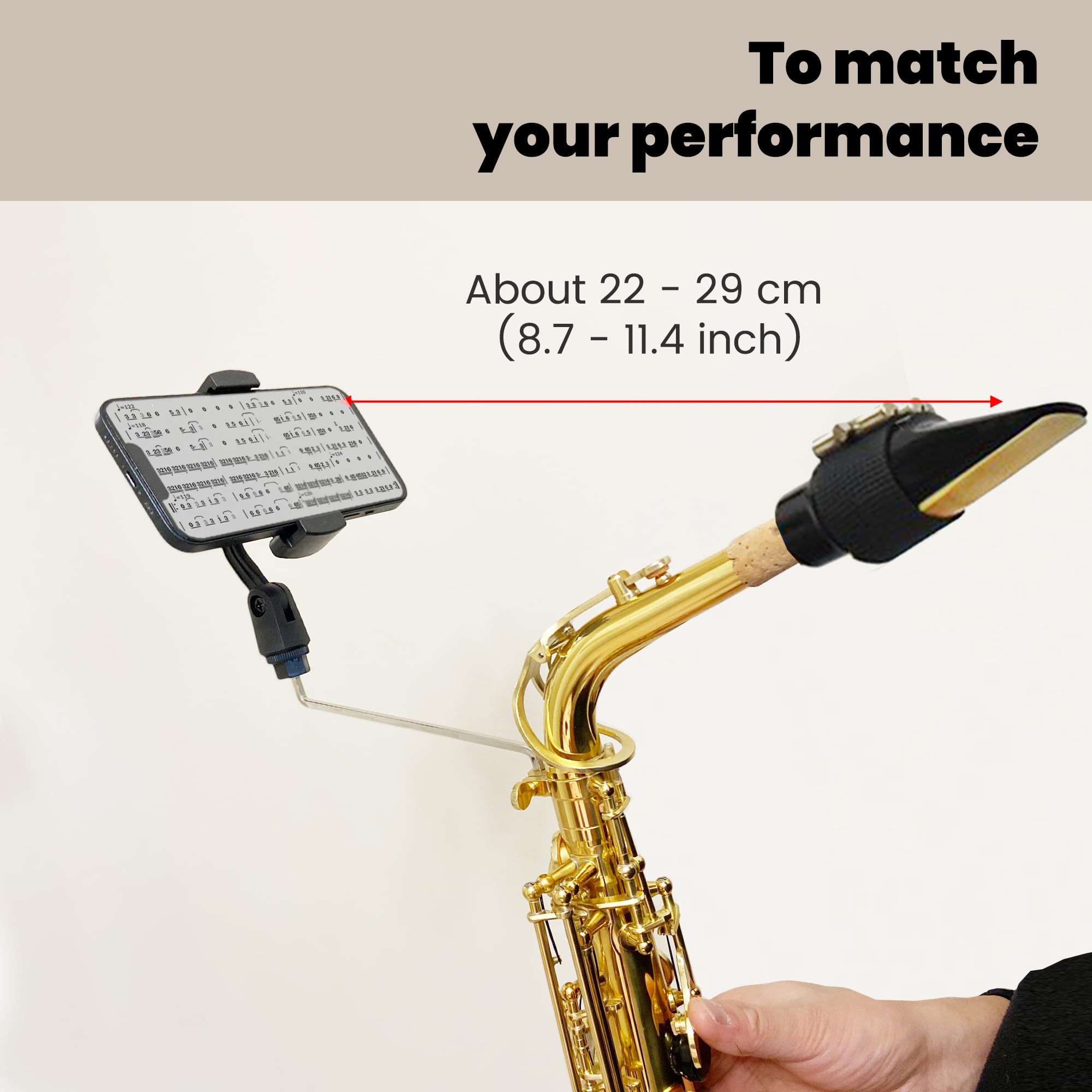 **Saxophone Lyre Phone Holder - Alto Sax Accessory for Mounting Phone, Ultralight Copper Black Clip - Perfect for Reading Sheet Music & Practicing On the Go**