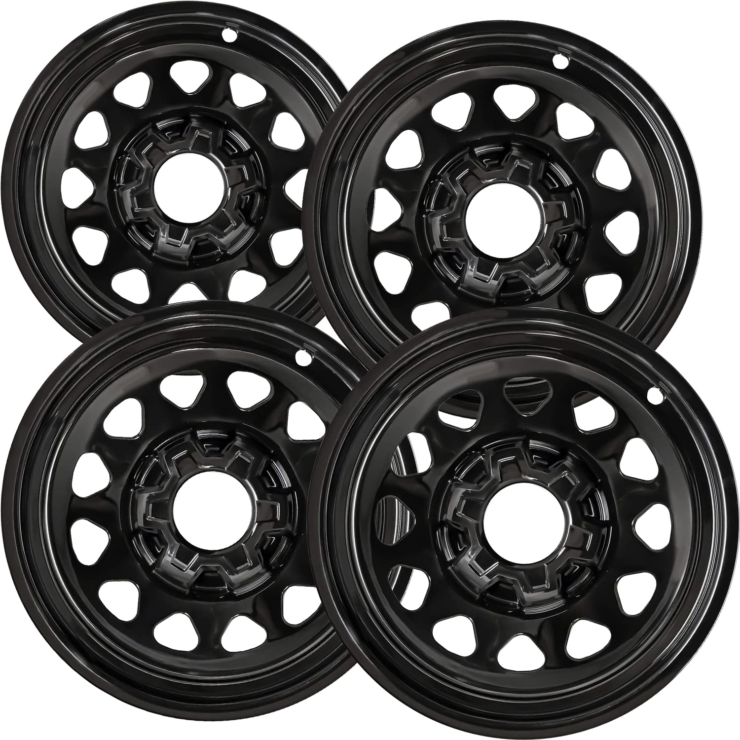 OxGord 17 Inch Wheel Skins for 2019-2022 Chevy Silverado 1500 - Set of 4 Gloss Black ABS Wheel Covers - Durable Tire Replacement Caps - Perfect for Off-Roading & Daily Commute