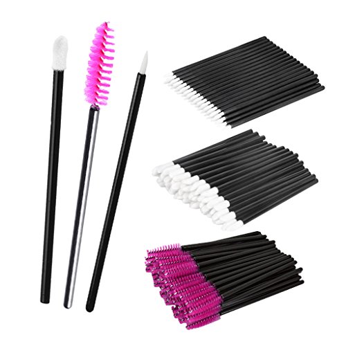 150PCS Disposable Eyelash Extension Applicator Wands - Rose Red Lip & Eye Makeup Brushes for Professional Salon & Home Beauty Use