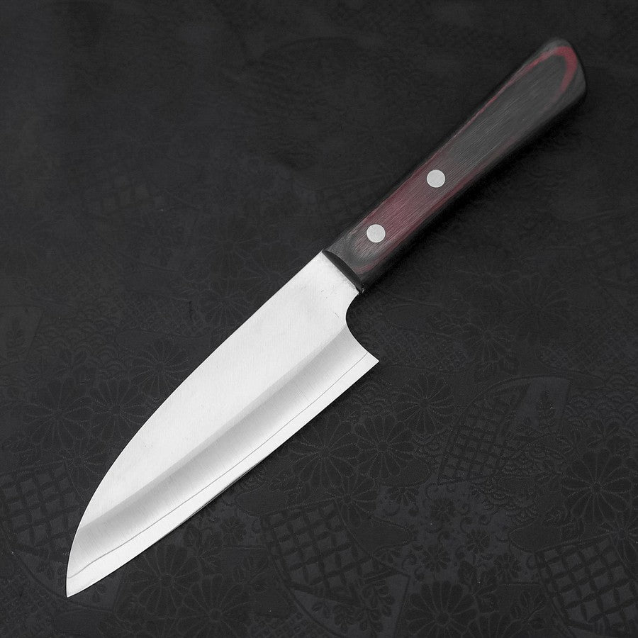 Premium Santoku Knife 150mm - VG-10 Stainless Steel Blade with Polished Finish & Ergonomic Black Red Handle - Ideal for Slicing, Dicing, and Chopping Vegetables, Meat, and Fish