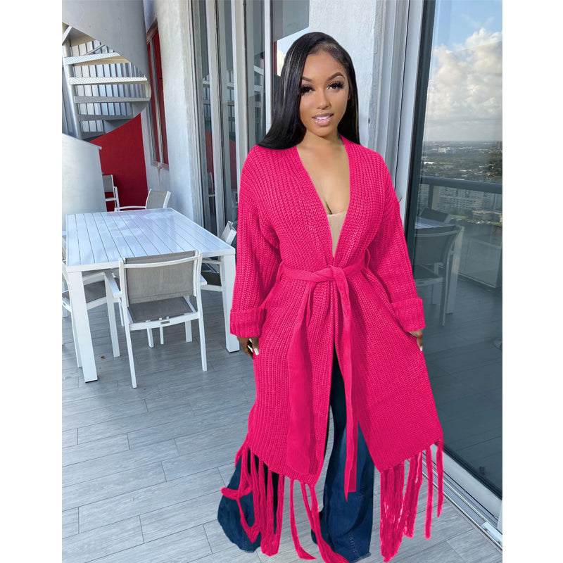 Stylish Long Fringed Cardigan Sweater Coat for Women - Boho Chic Open Front Knit Wrap - Perfect for Fall Layering & Casual Outfits