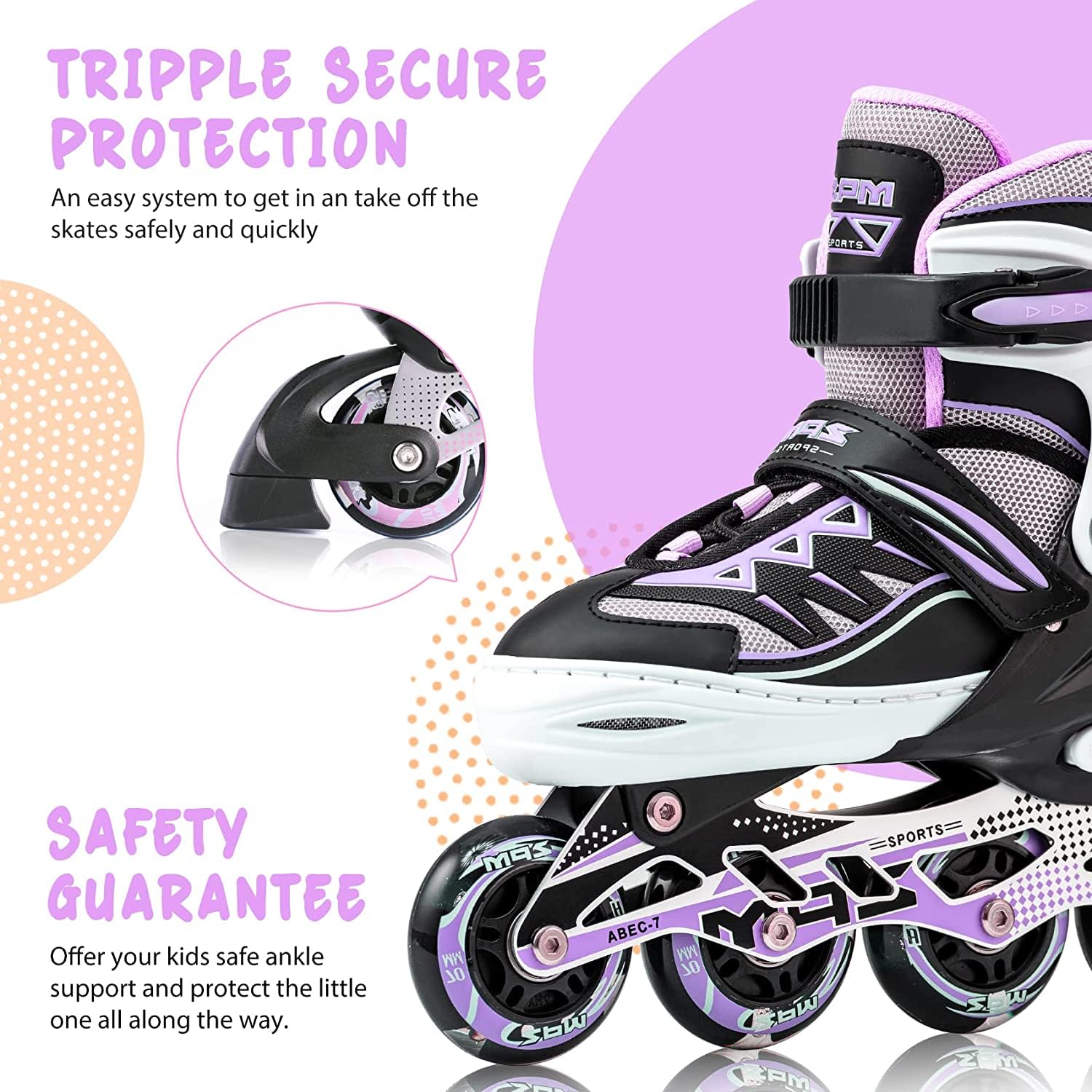 2PM SPORTS Cytia Adjustable Size Inline Skates with Full LED Light Wheels - Rollerblades for Kids, Women & Men - Perfect for Outdoor Fun, Fitness & Night Skating
