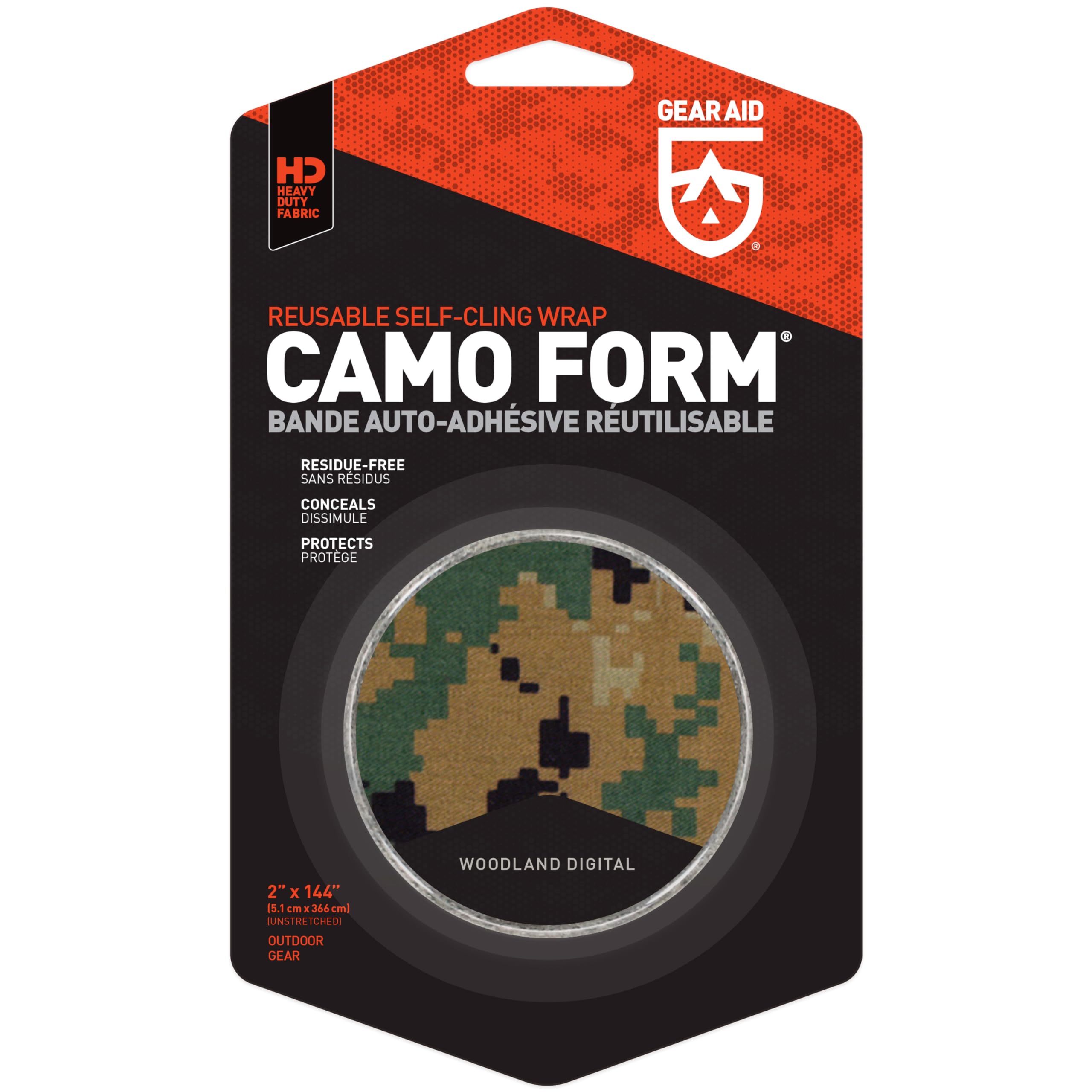 GEAR AID Camo Form Self-Cling Reusable Camouflage Wrap - Woodland Digital Pattern - 2