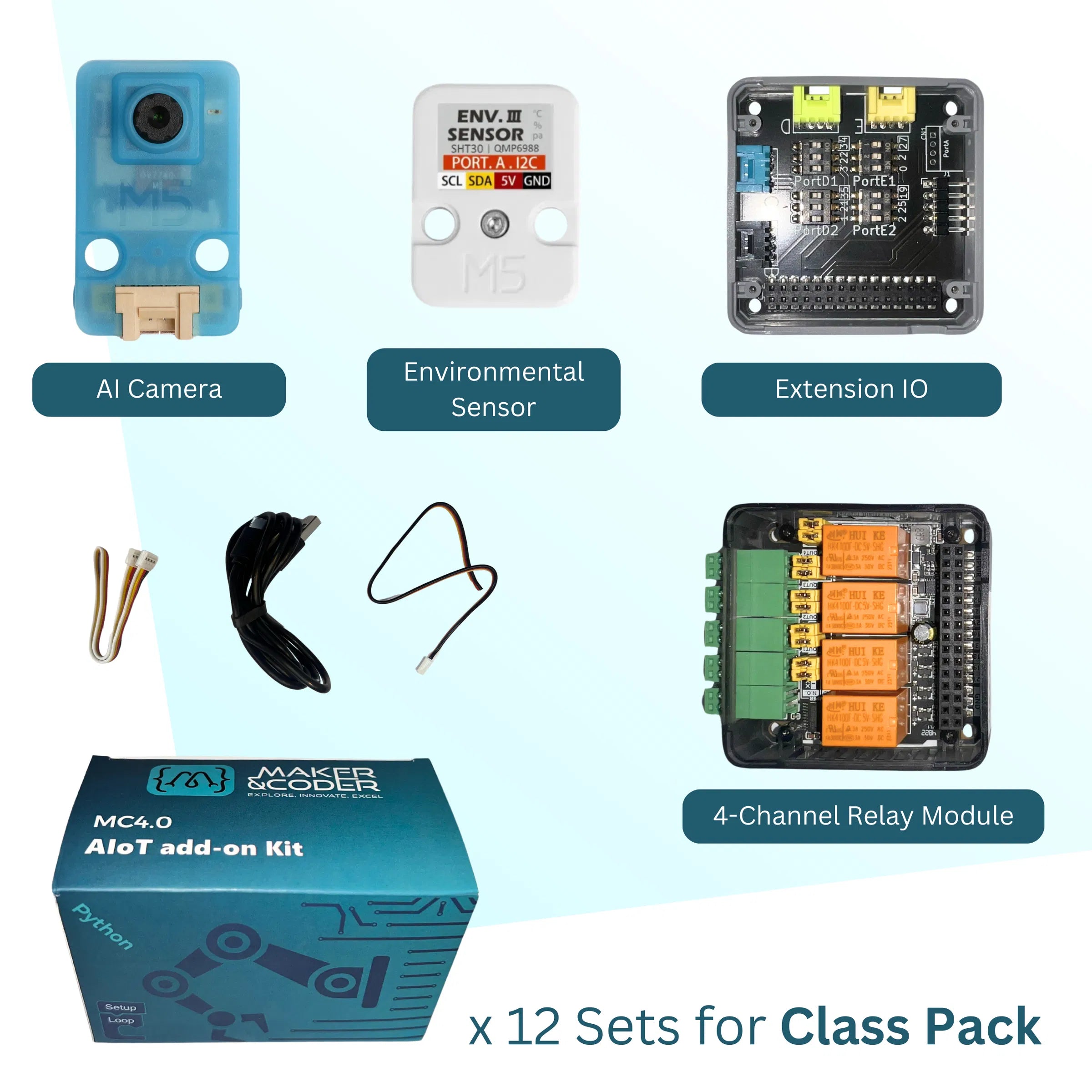 Maker and Coder 4.0 AIoT Kit Class Pack - STEM Learning Tools for Coding & IoT Projects | Perfect for Classroom Education & Maker Workshops