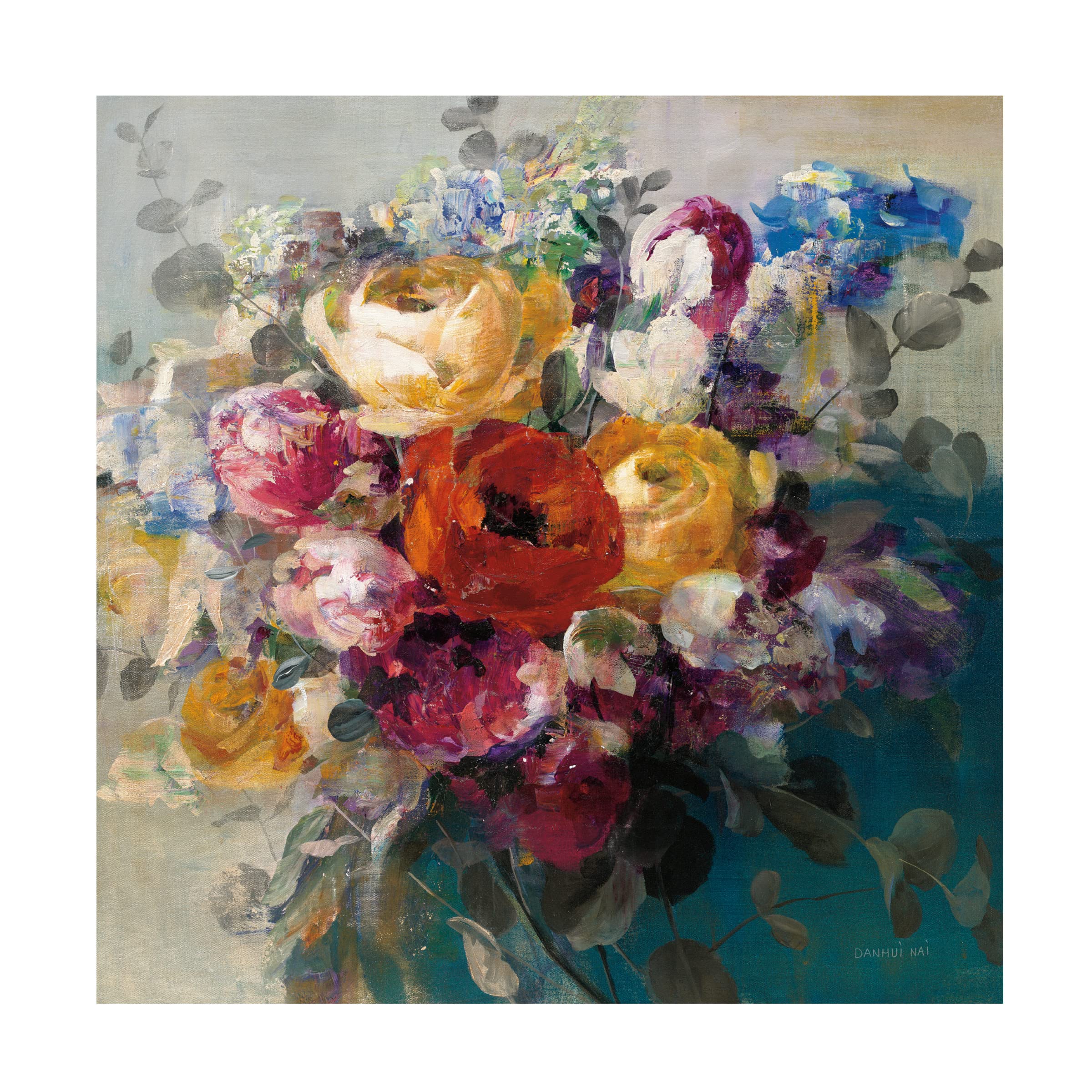 Danhui Nai 'Fall Bouquet Orange Rose' Canvas Wall Art Print - Floral Home Decor for Living Room, Bedroom & Office