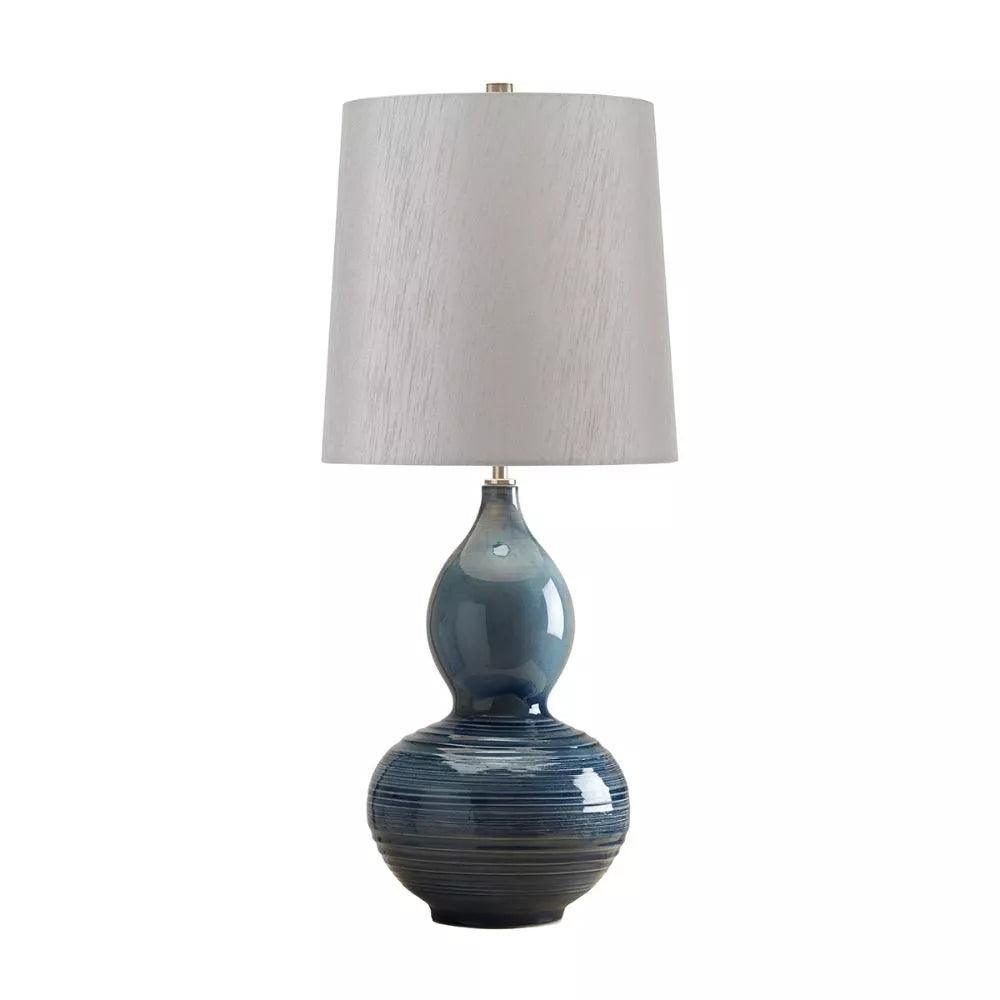 Elstead Lapis Blue Gourd Ceramic Table Lamp - Elegant Home Decor for Living Room, Bedroom & Office - Perfect for Reading, Relaxing & Creating Cozy Ambiance